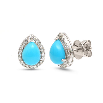 JPERG-4061/11136 Turquoise Diamond Earring | 14K