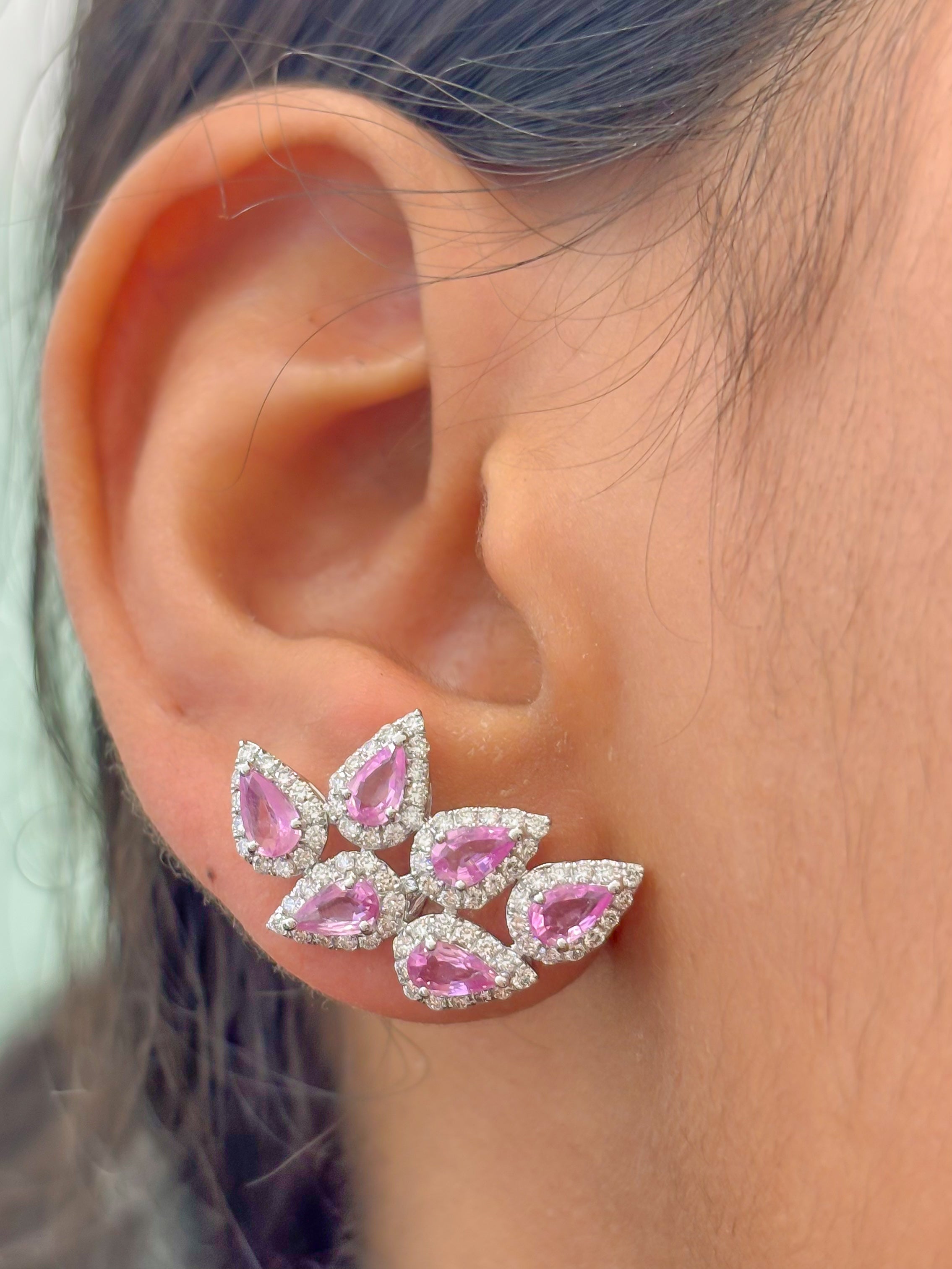 JPERG-4069/11156 Pink Sapphire Diamond Earring | 18K