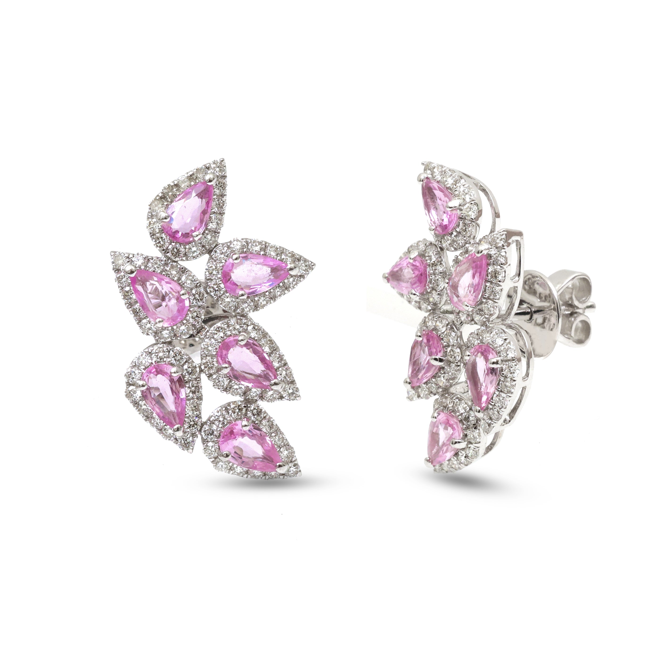 JPERG-4069/11156 Pink Sapphire Diamond Earring | 18K