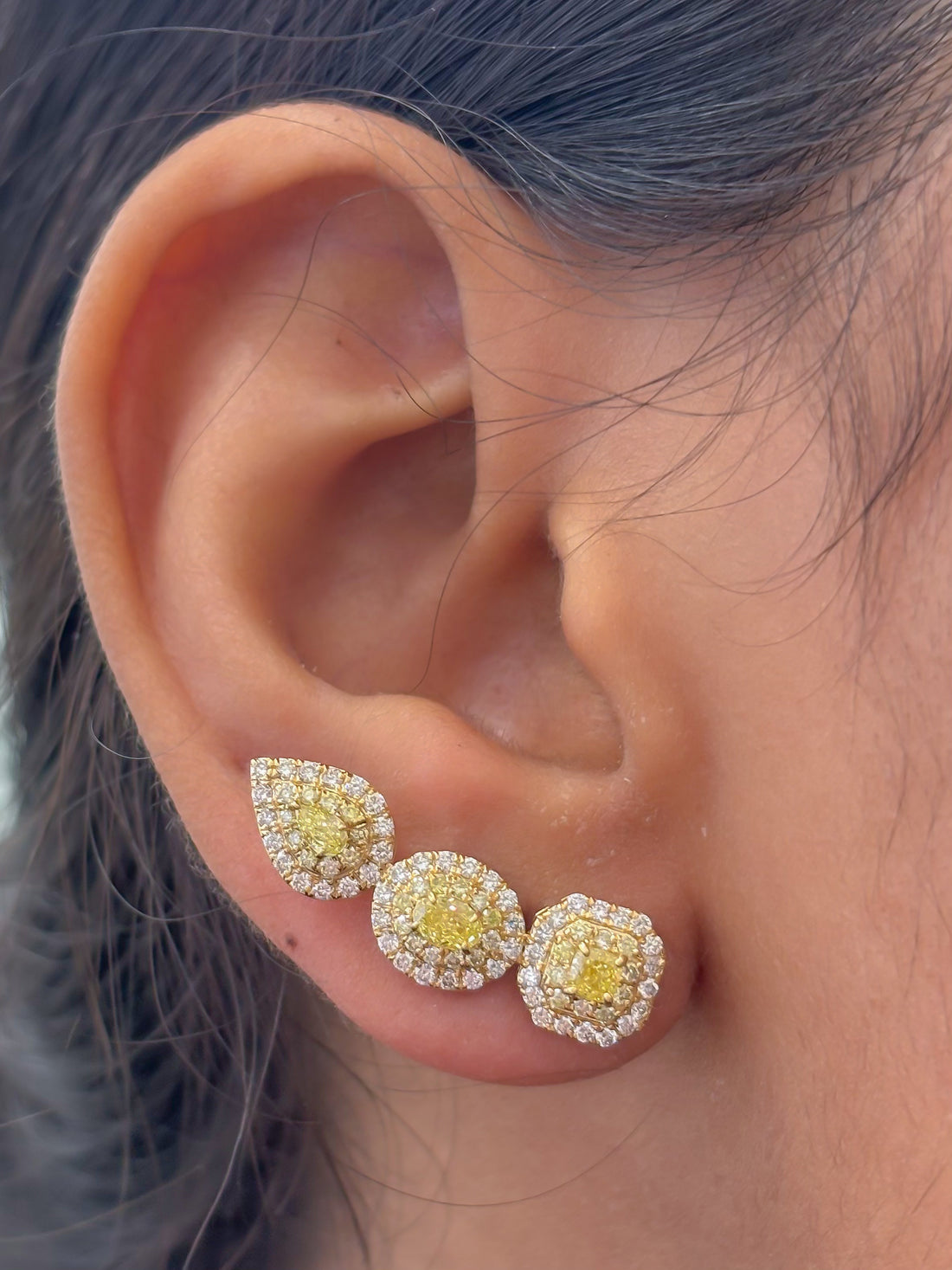 JPERG-4070/11157 Yellow Diamond Diamond Earring | 18K