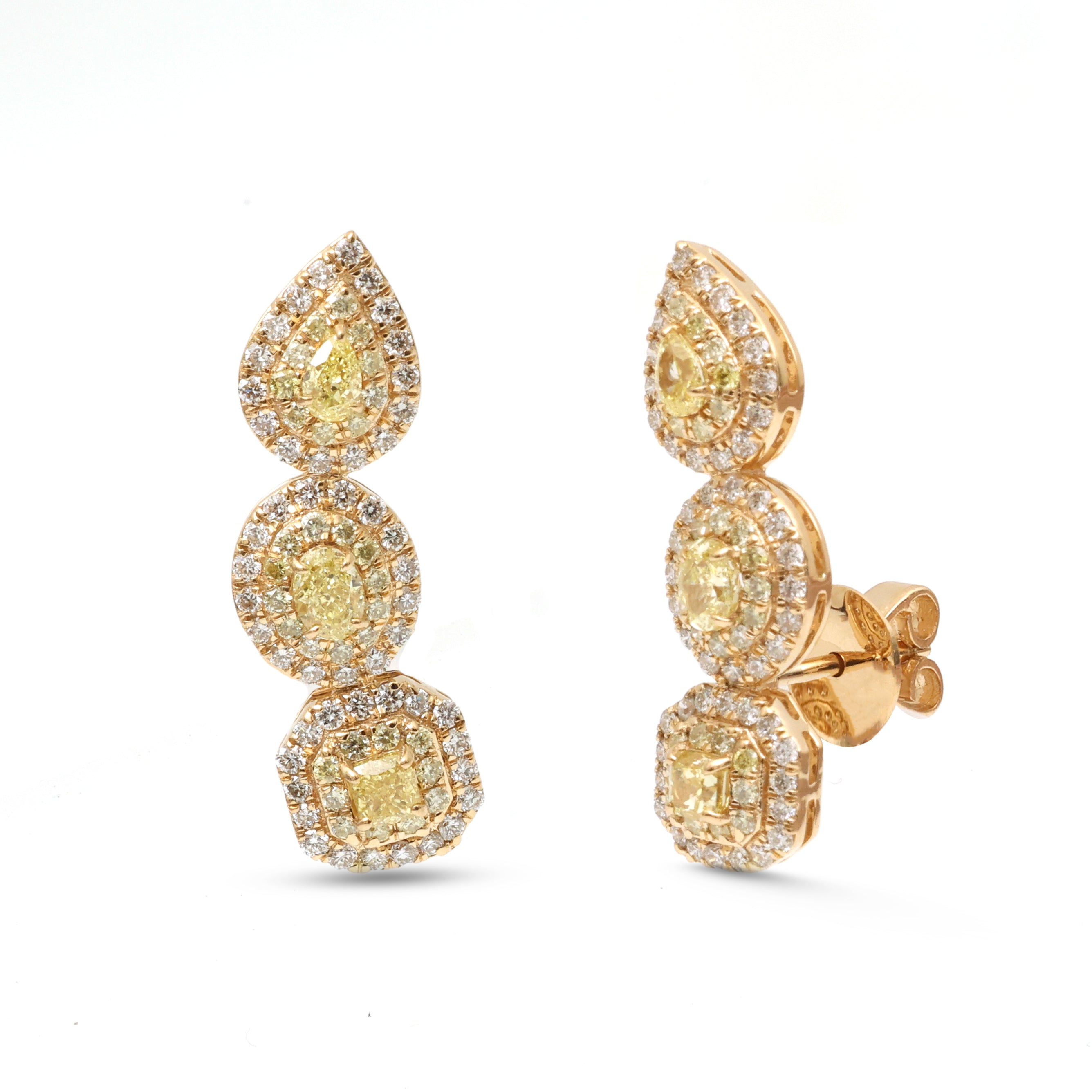 JPERG-4070/11157 Yellow Diamond Diamond Earring | 18K