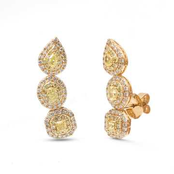 JPERG-4070/11157 Yellow Diamond Diamond Earring | 18K