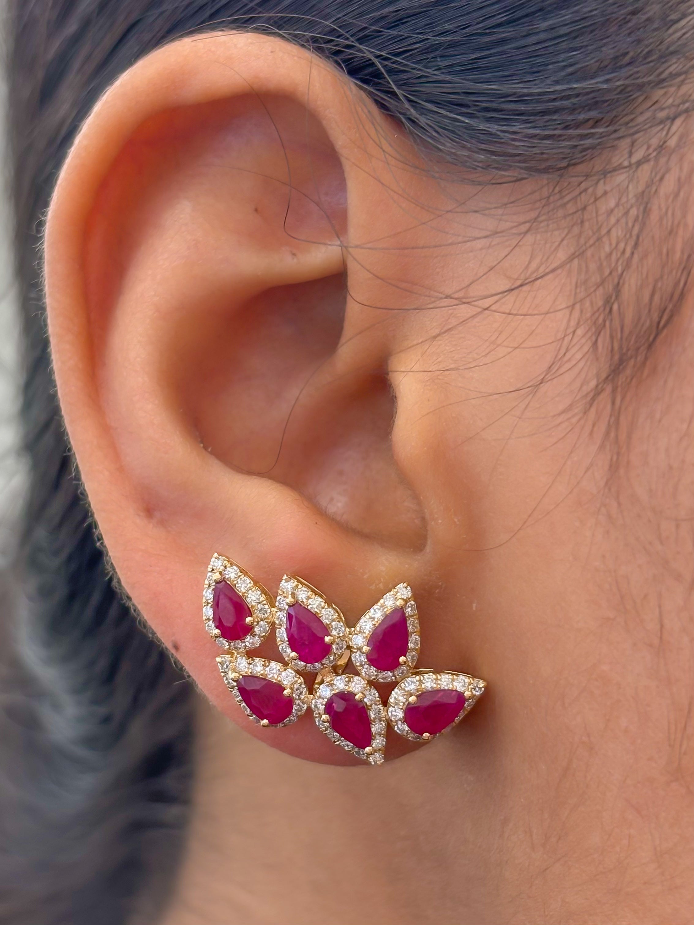 JPERG-4072/11159 Ruby Diamond Earring | 18K