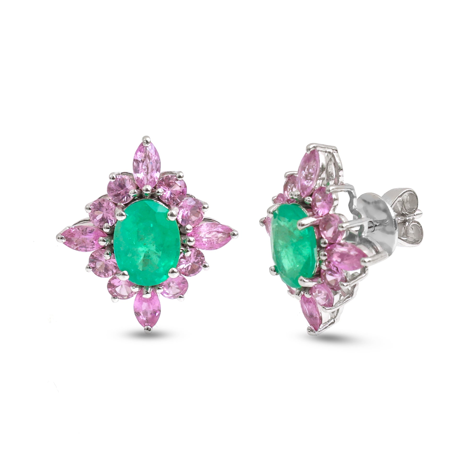 JPERG-4074/11209 Pink Sapphire Emerald Earring | 18K