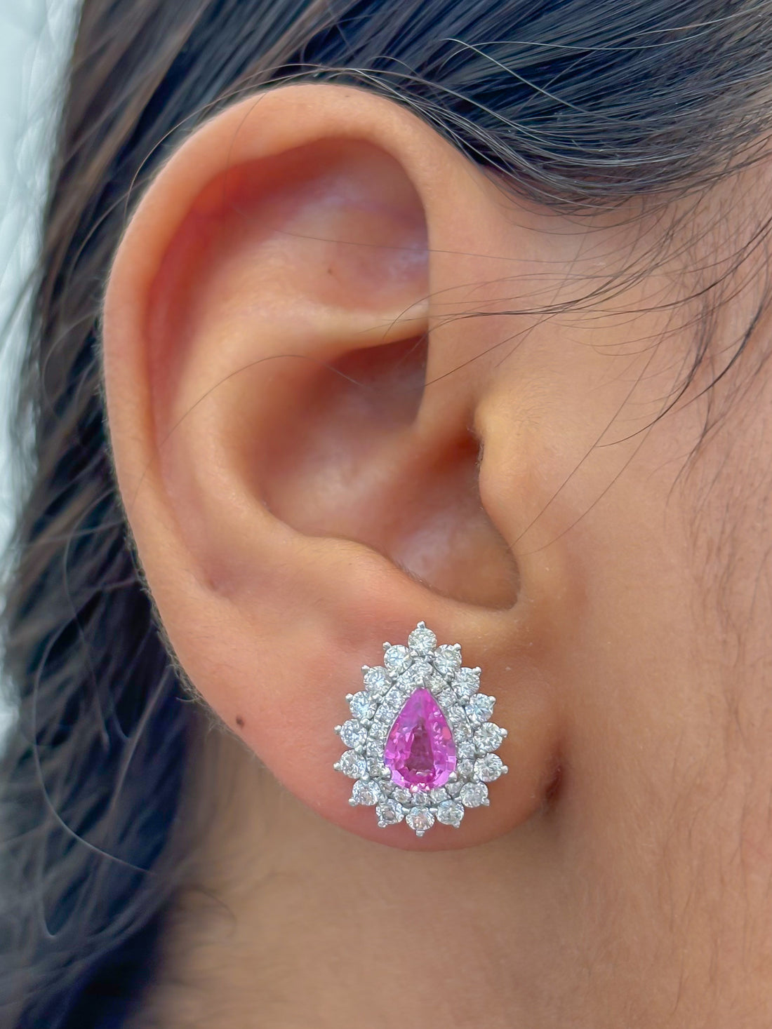 JPERG-4076/11225 Pink Sapphire Diamond Earring | 18K