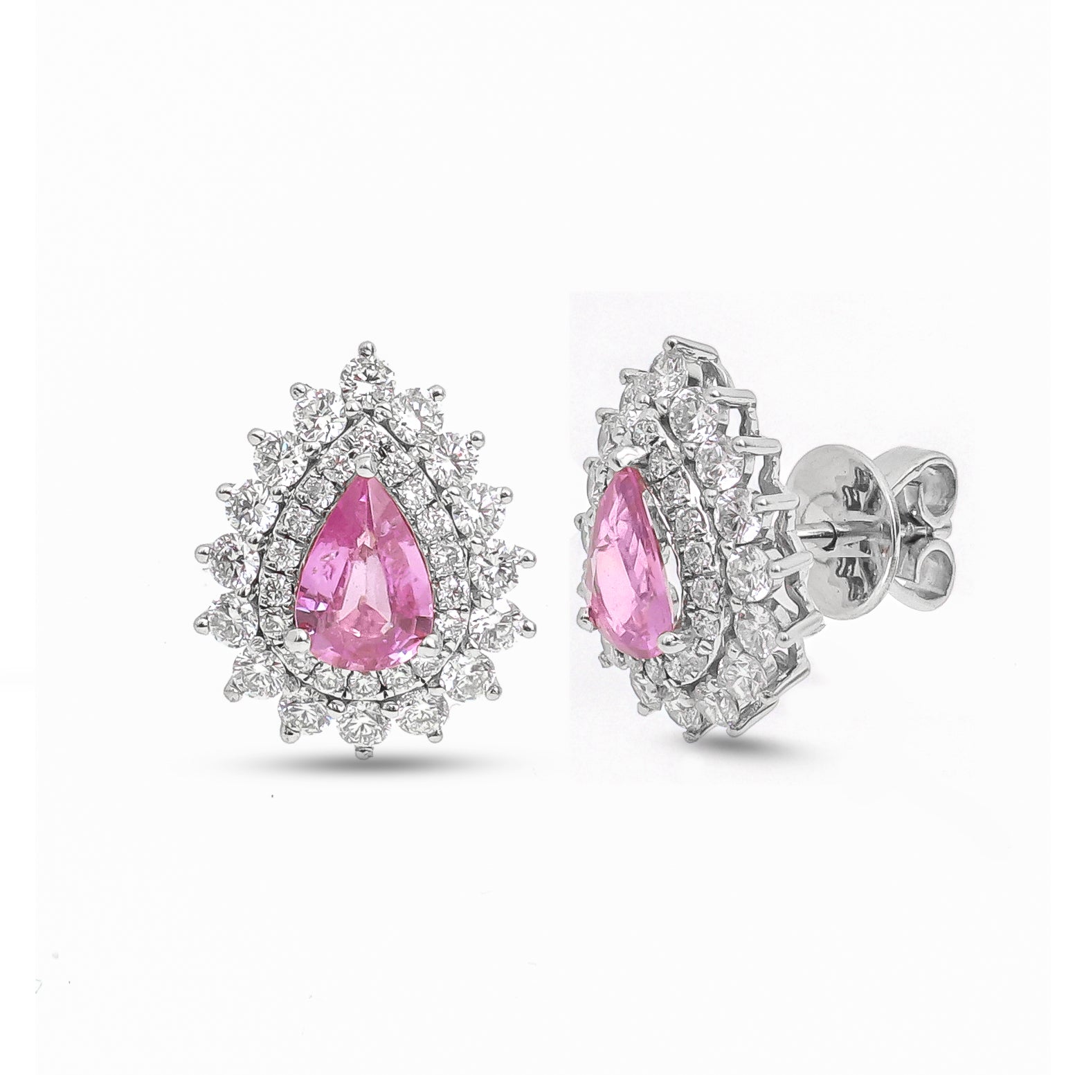 JPERG-4076/11225 Pink Sapphire Diamond Earring | 18K