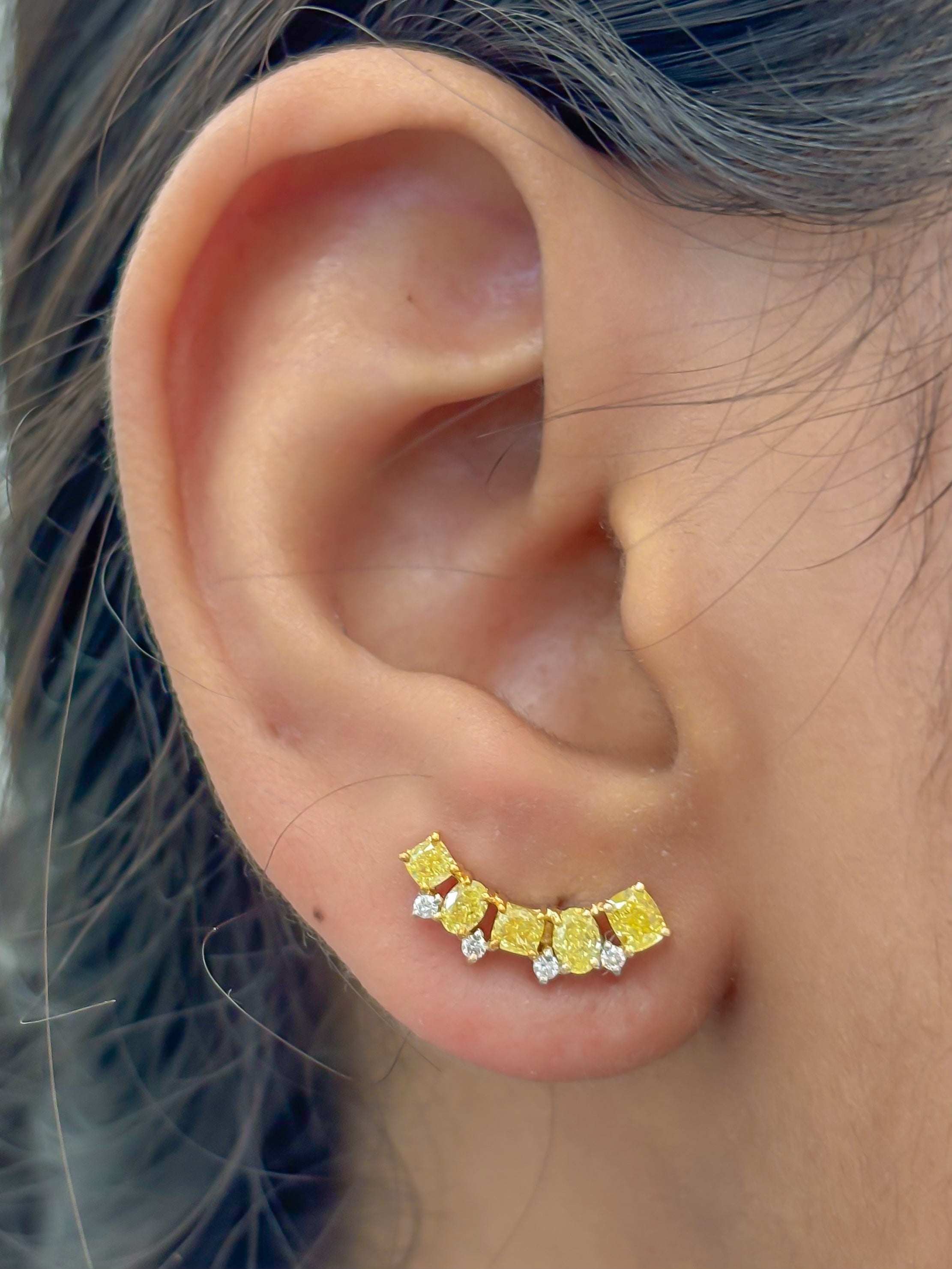 JPERG-4078/11227 Yellow Diamond Diamond Earring | 18K