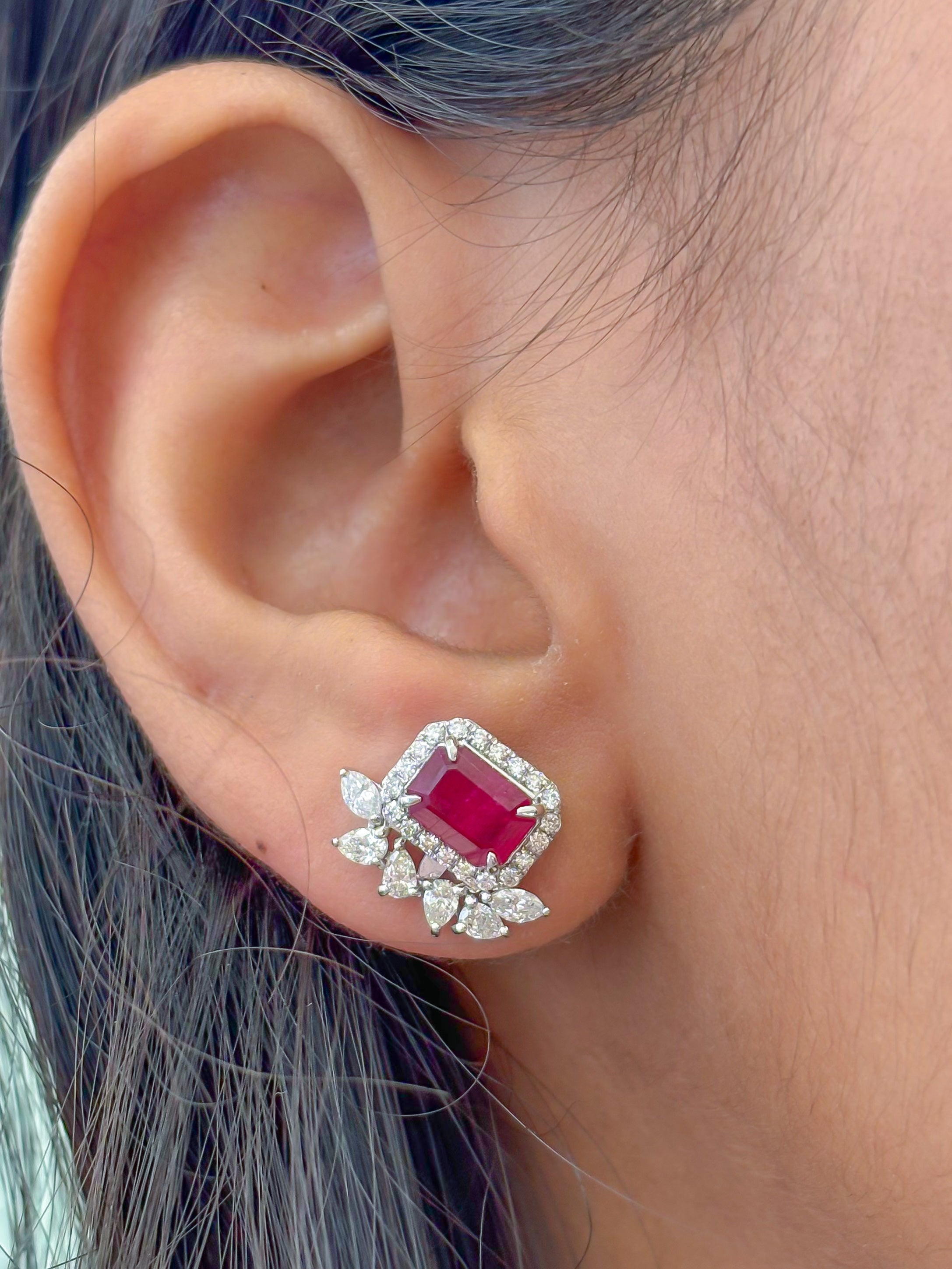 JPERG-4080/11241 Diamond Ruby Earring | 18K