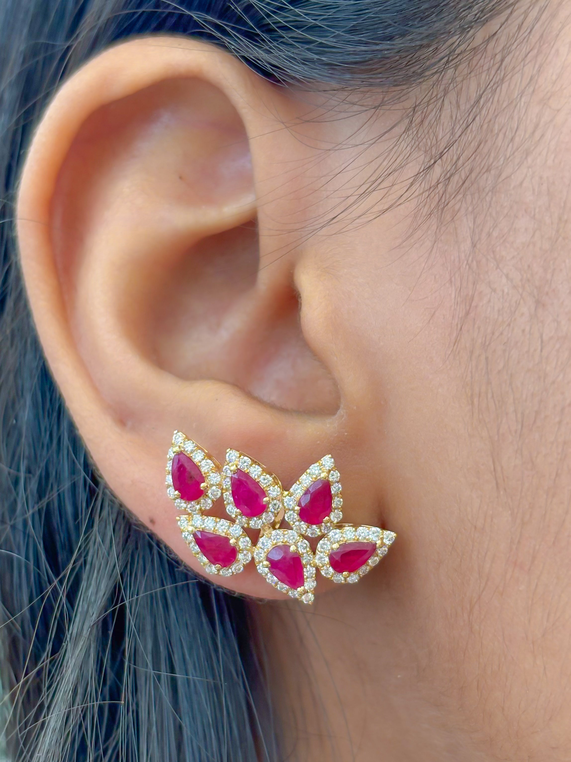 JPERG-4081/11242 Ruby Diamond Earring | 18K