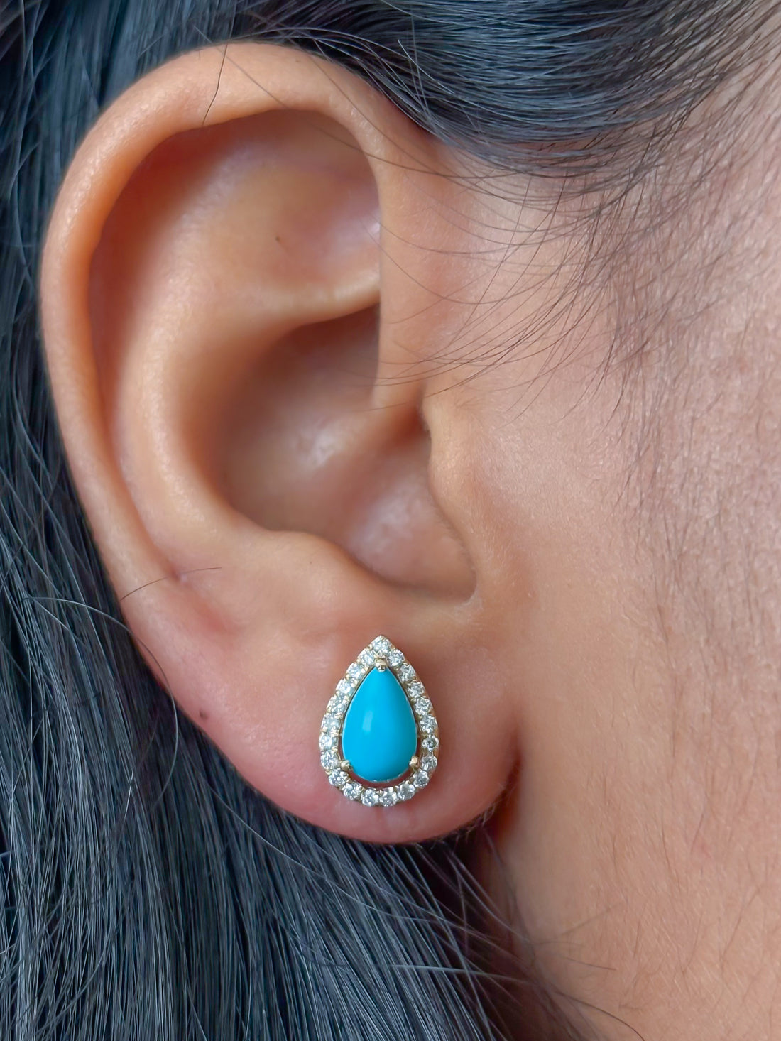 JPERG-4088/11269 Turquoise Diamond Earring | 14K