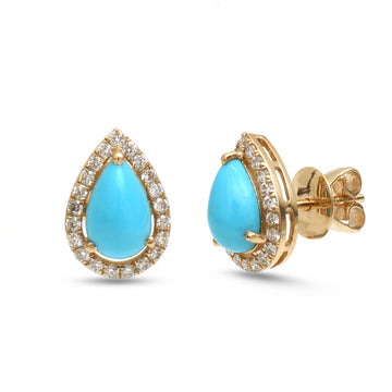 JPERG-4088/11269 Turquoise Diamond Earring | 14K