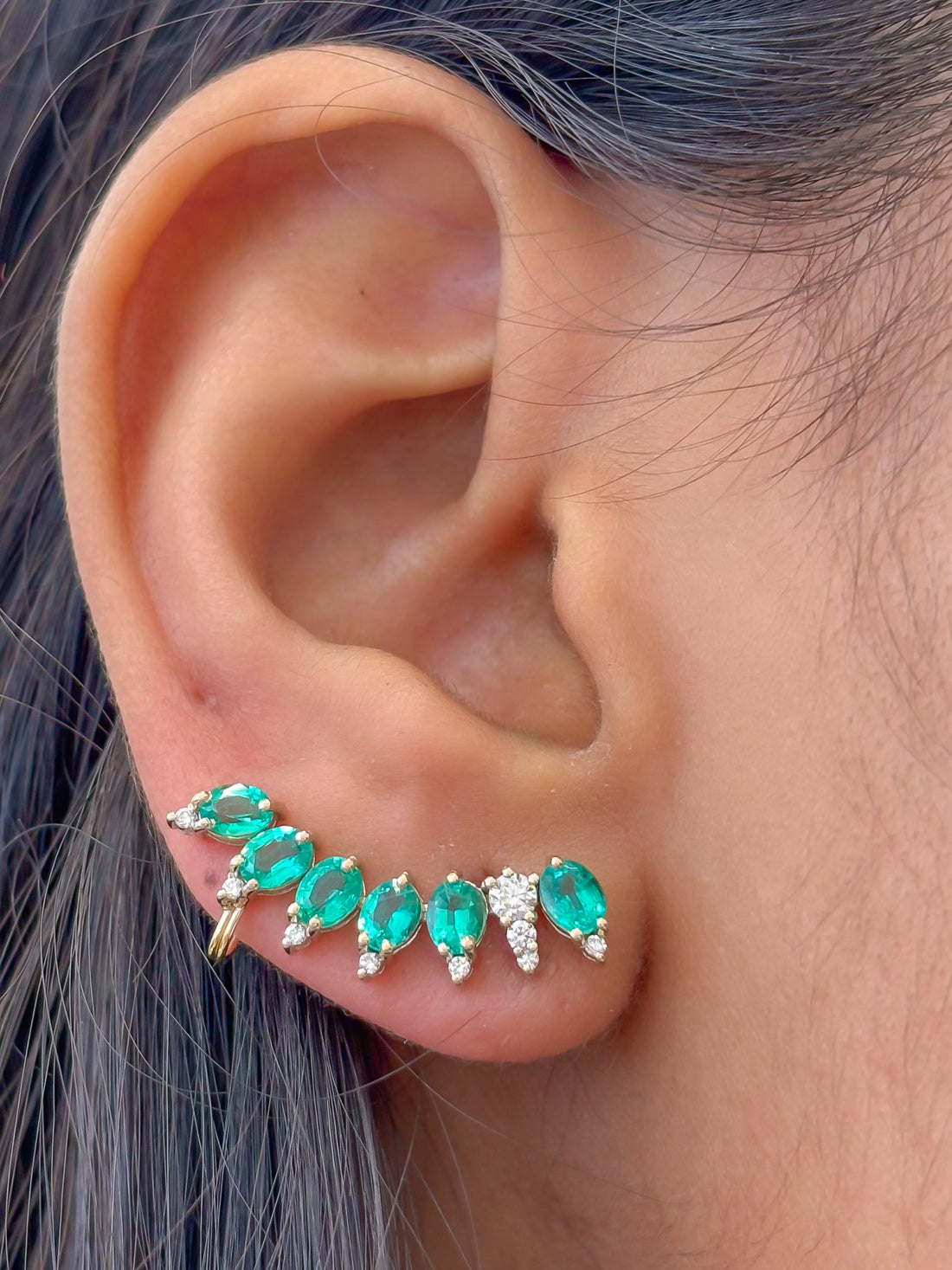 JPERG-4089/11270 Emerald Diamond Earring | 18K