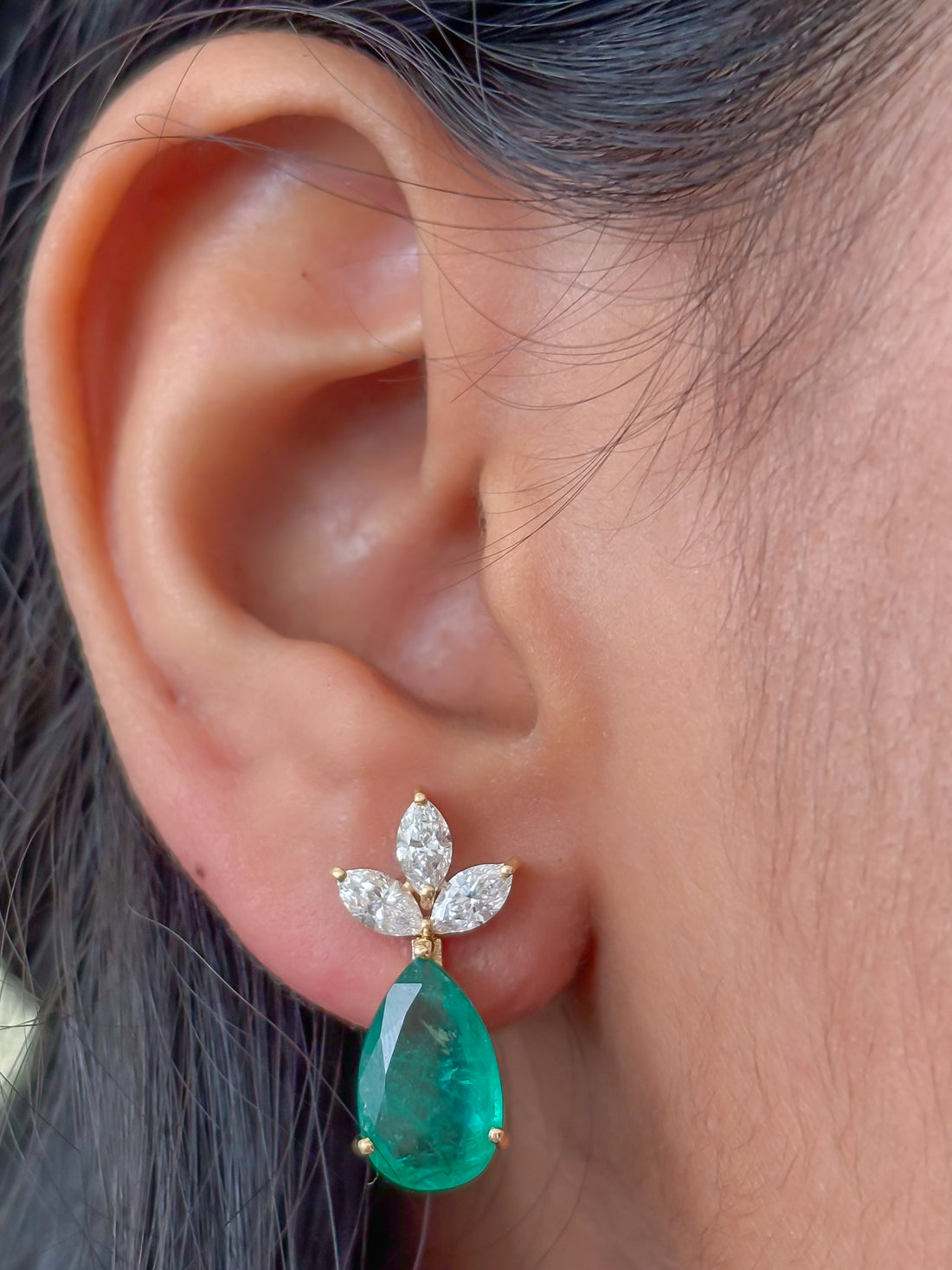JPERG-4090/11271 Emerald Diamond Earring | 18K