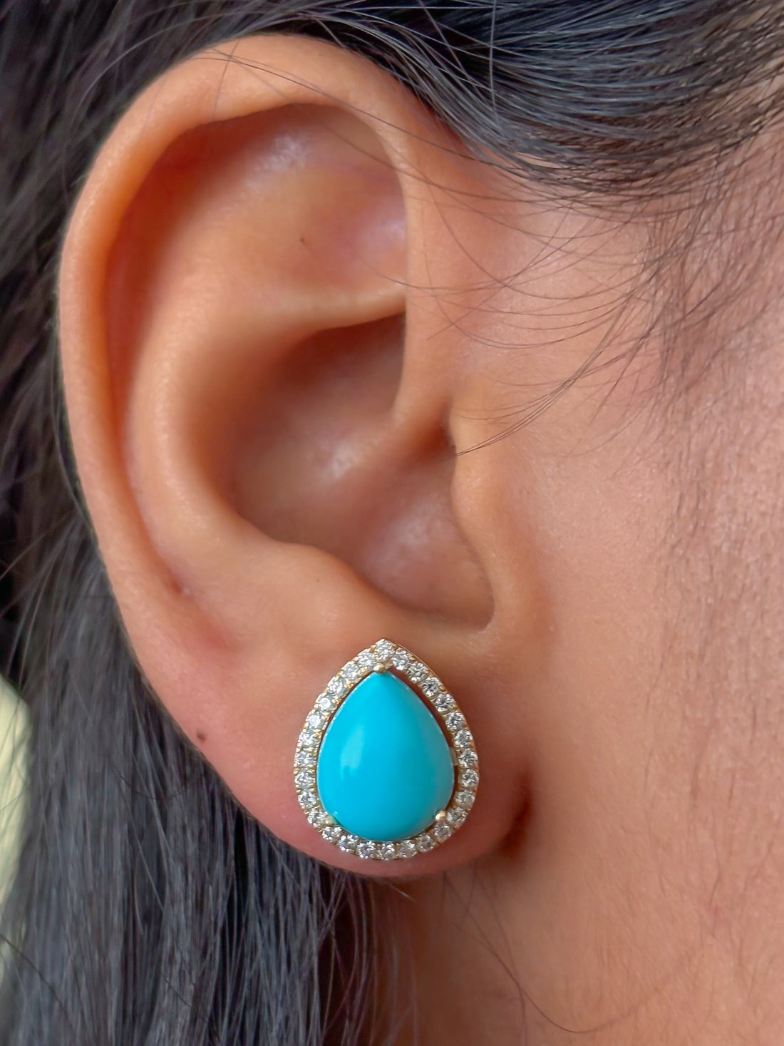 JPERG-4091/11272 Turquoise Diamond Earring | 14K