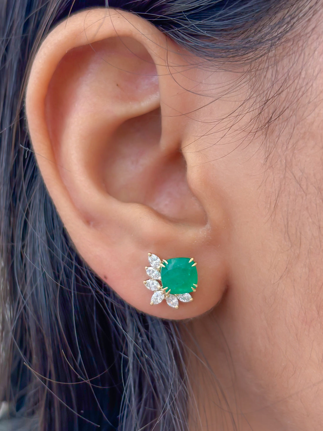 JPERG-4101/11282 Emerald Diamond Earring | 14K