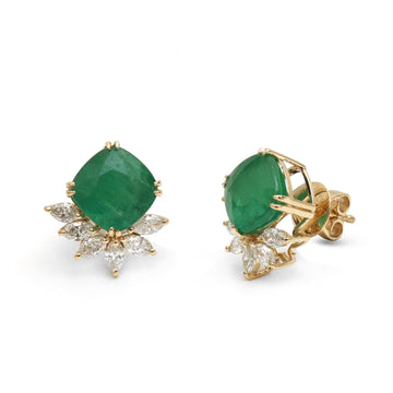 JPERG-4101/11282 Emerald Diamond Earring | 14K