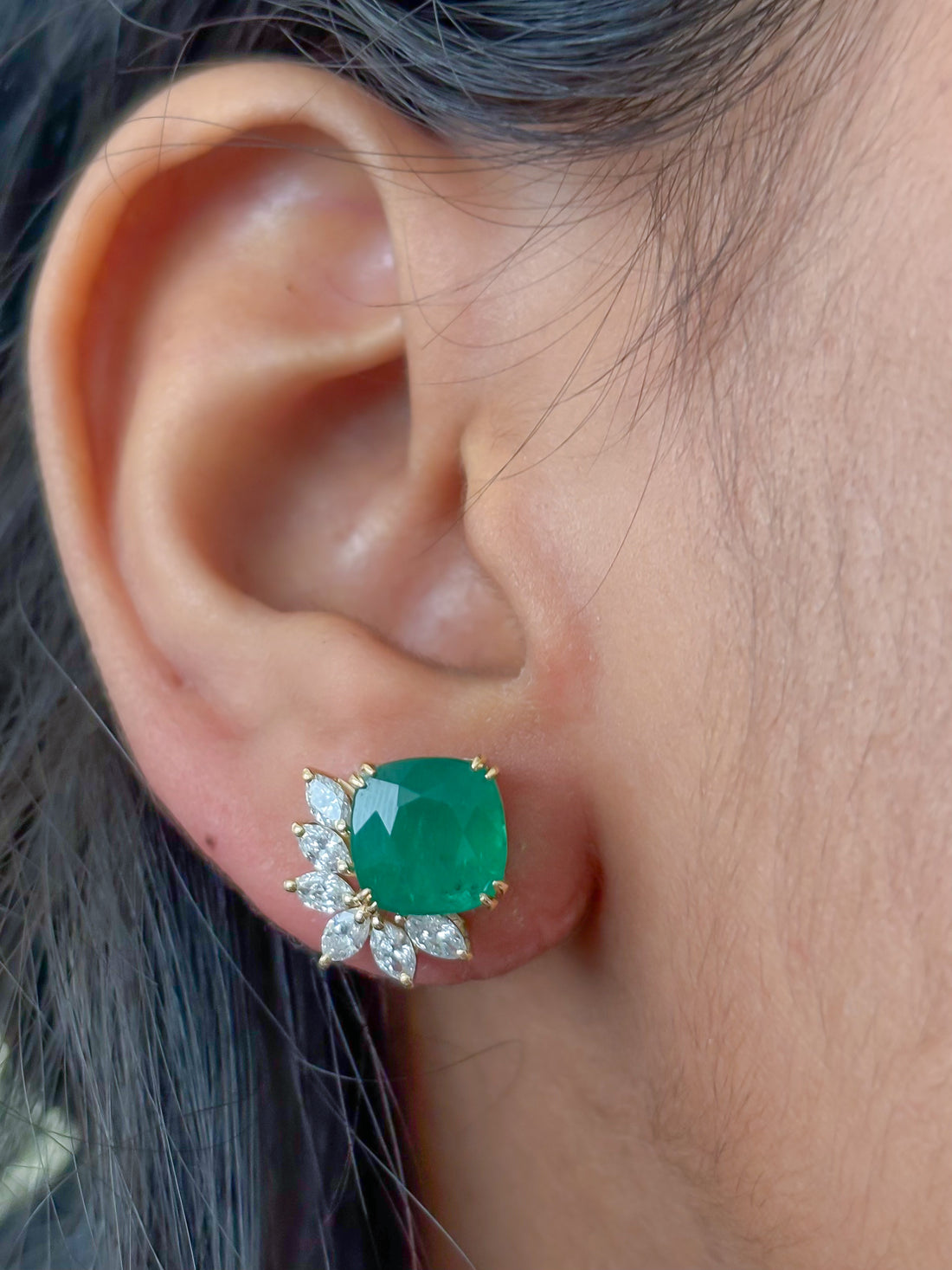 JPERG-4102/11283 Emerald Diamond Earring | 14K