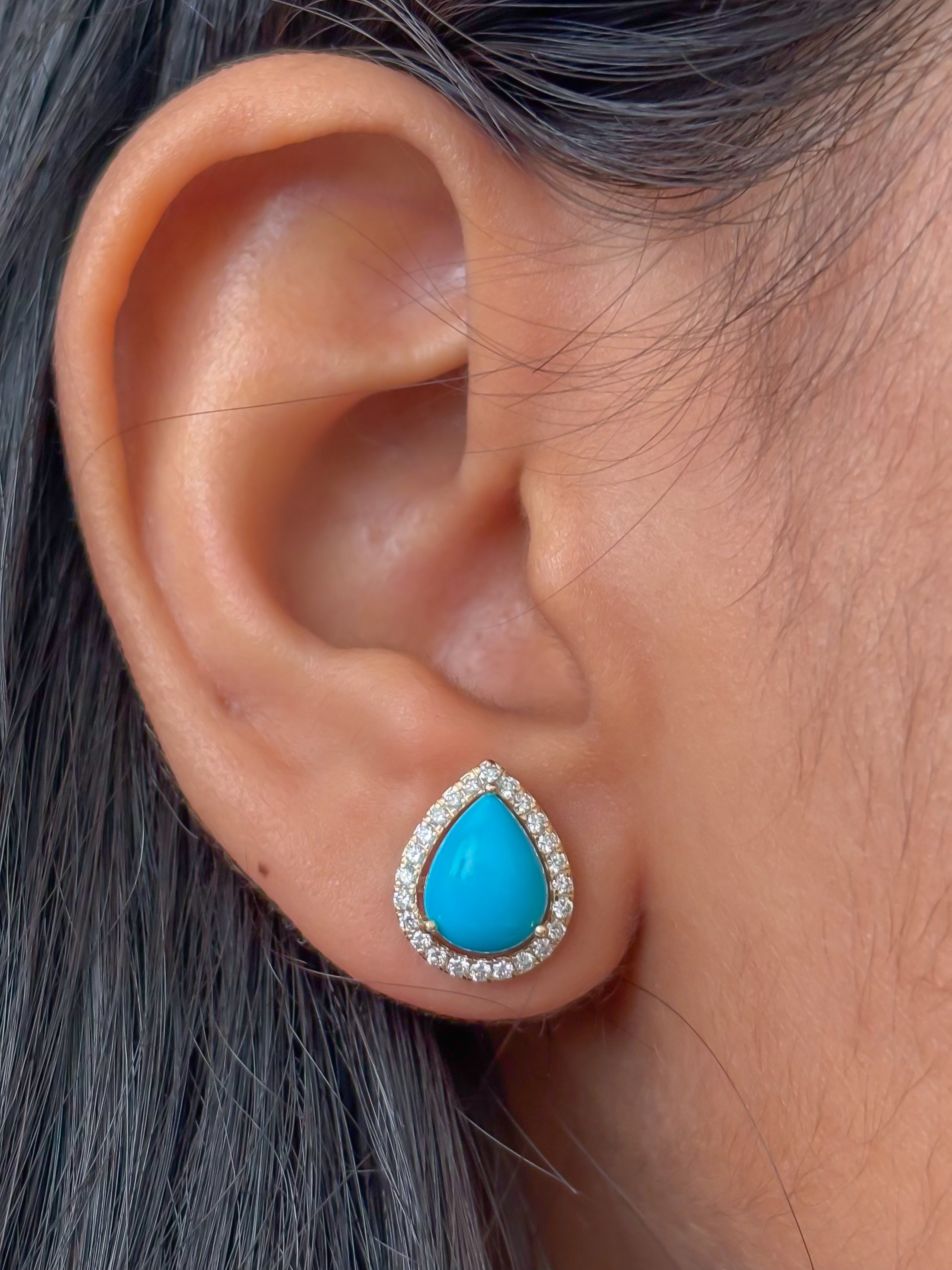 JPERG-4119/11372 Turquoise Diamond Earring | 14K