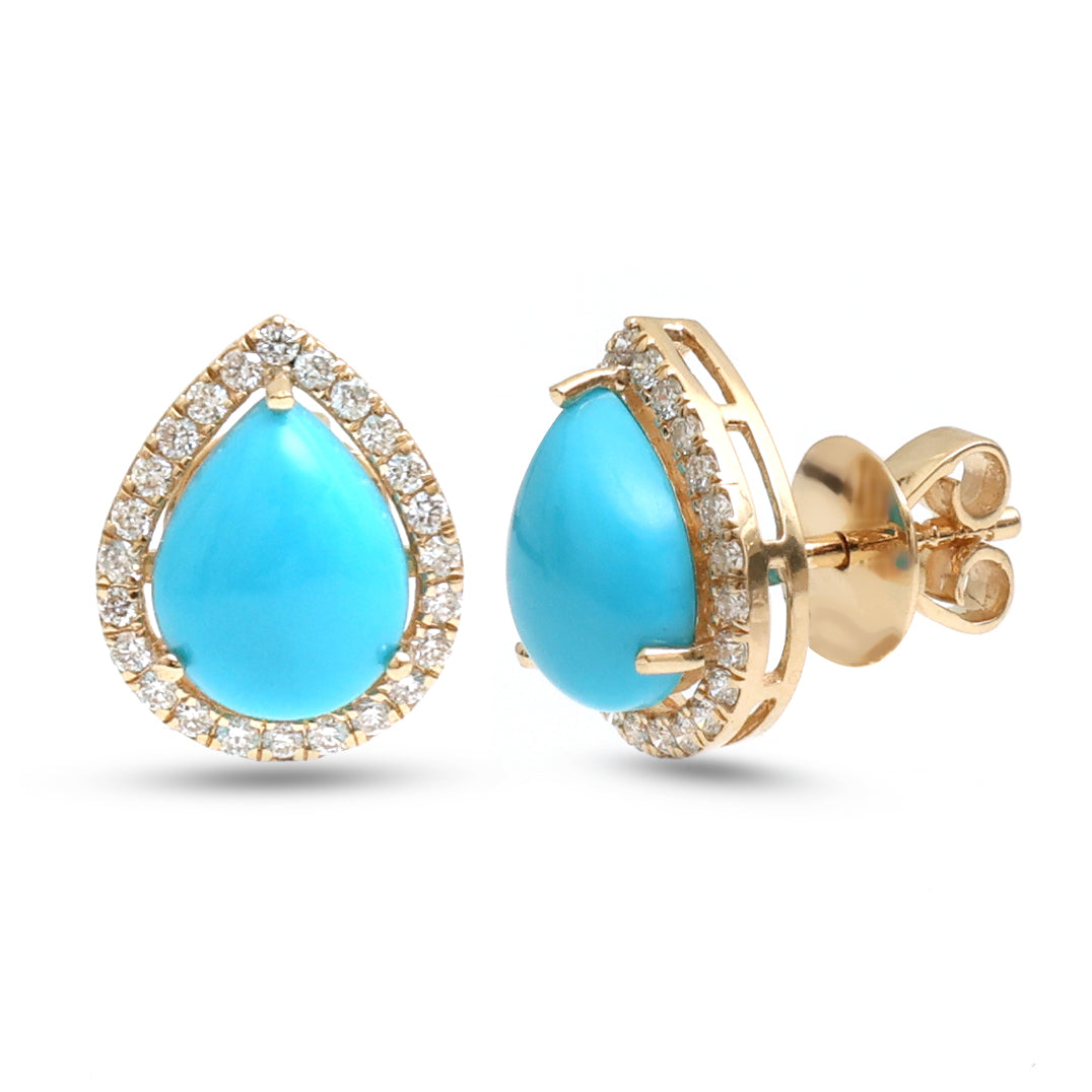JPERG-4119/11372 Turquoise Diamond Earring | 14K