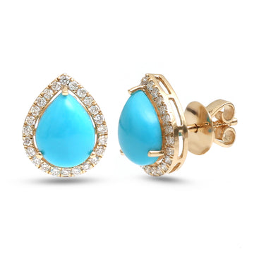 JPERG-4119/11372 Turquoise Diamond Earring | 14K