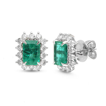 JPERG-4123/11376 Emerald Diamond Earring | 18K