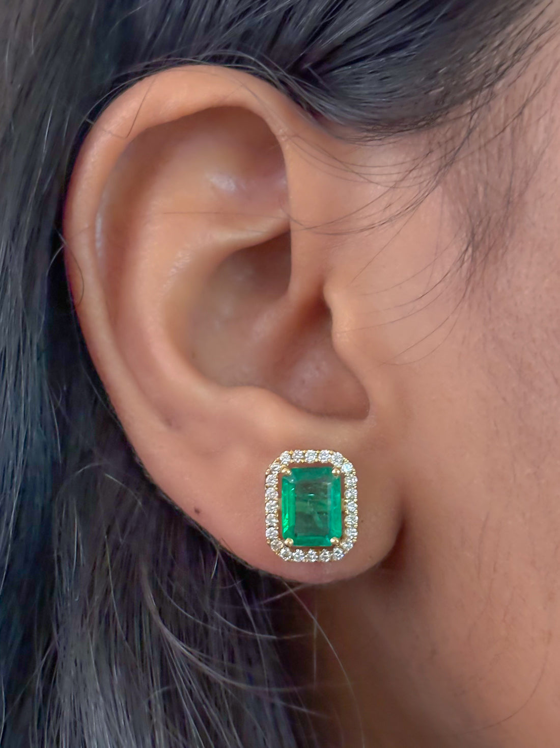 JPERG-4130/11410 Diamond Emerald Earring | 14K