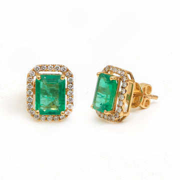 JPERG-4130/11410 Diamond Emerald Earring | 14K