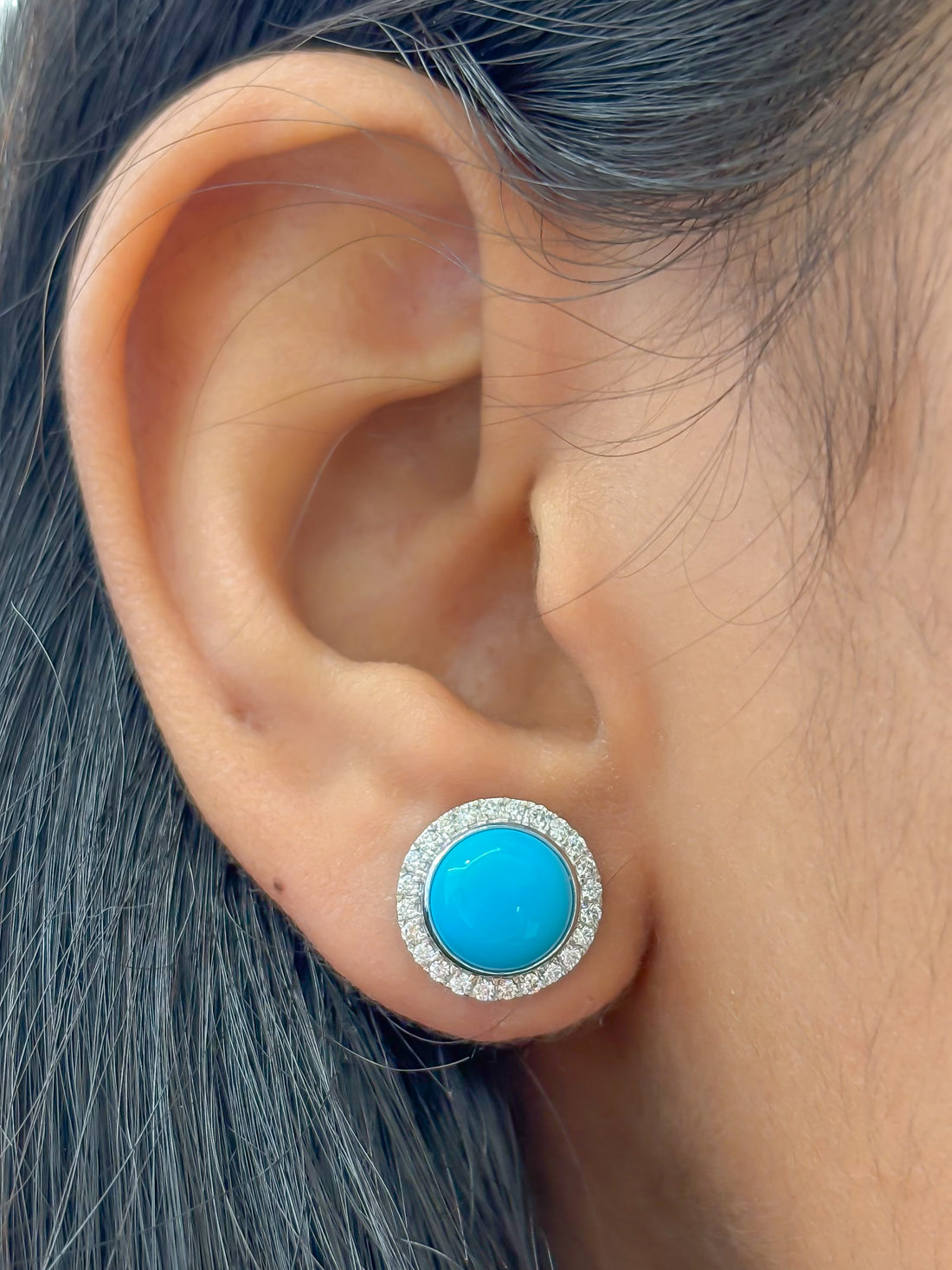 JPERG-4133/11419 Turquoise Diamond Earring | 14K