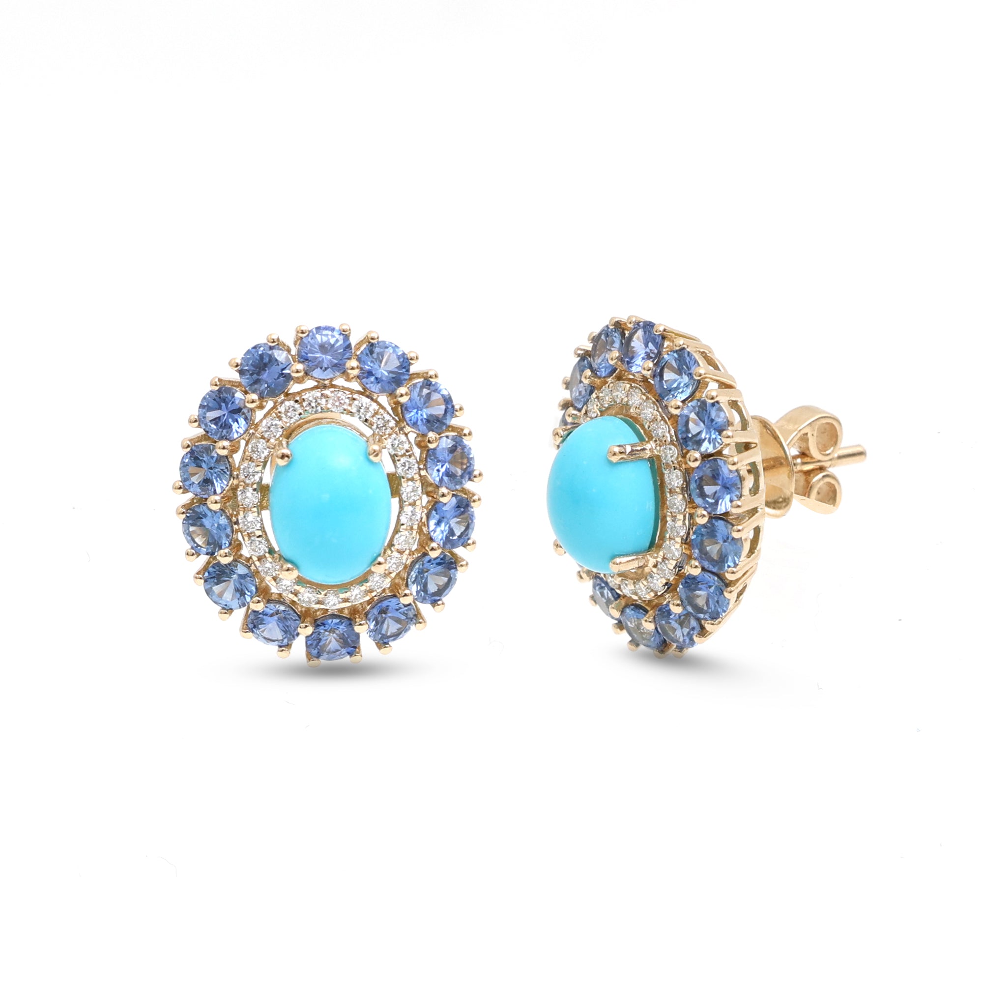 JPERG-4144/11460 Diamond Tanzanite Turquoise Earring | 14K