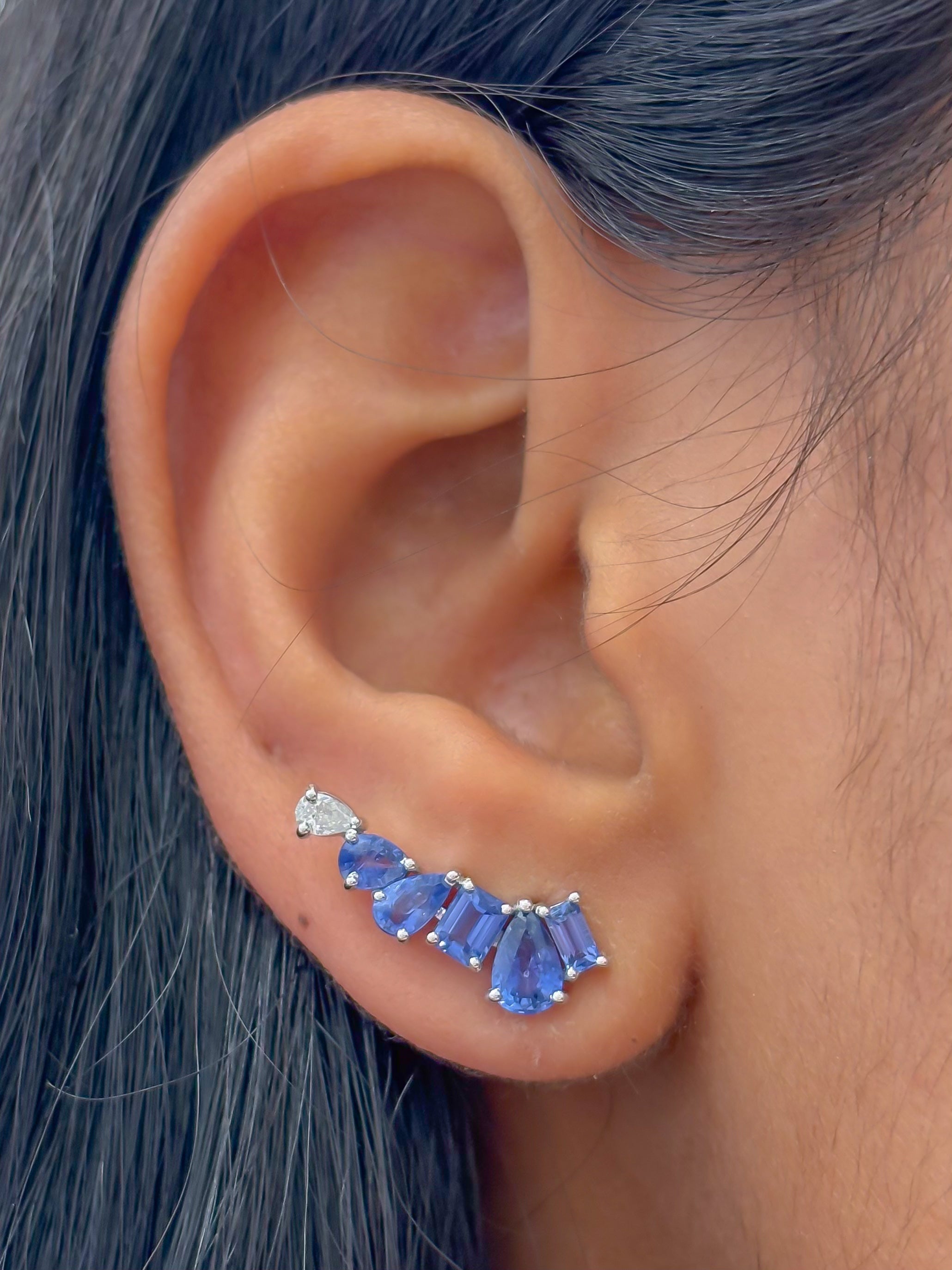 JPERG-4152/11470 Diamond Blue Sapphire Earring | 18K