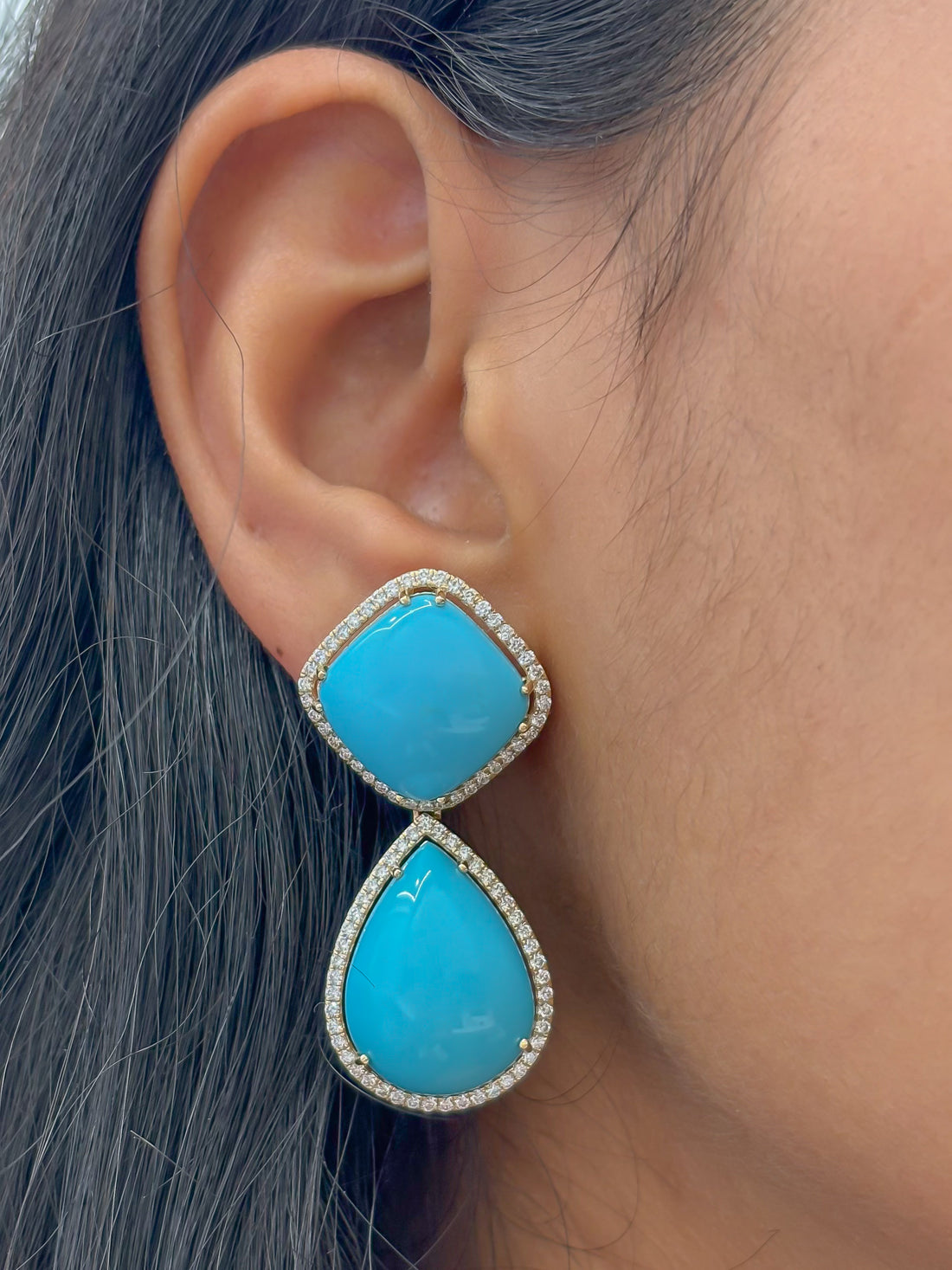 JPERG-4154/11472 Turquoise Diamond Earring | 14K