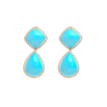JPERG-4154/11472 Turquoise Diamond Earring | 14K