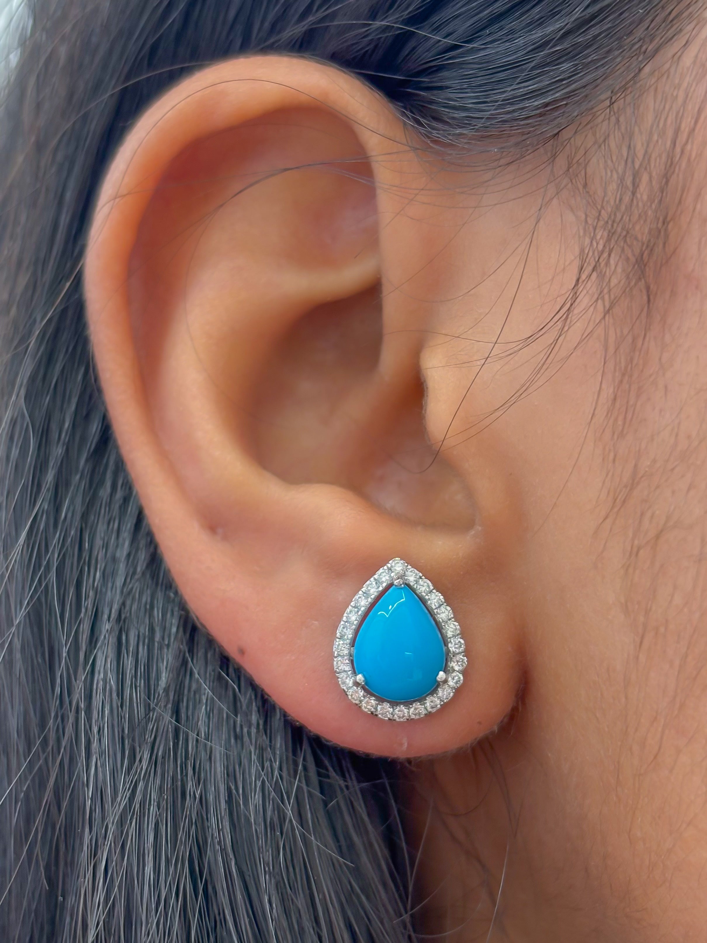 JPERG-4160/11478 Turquoise Diamond Earring | 14K