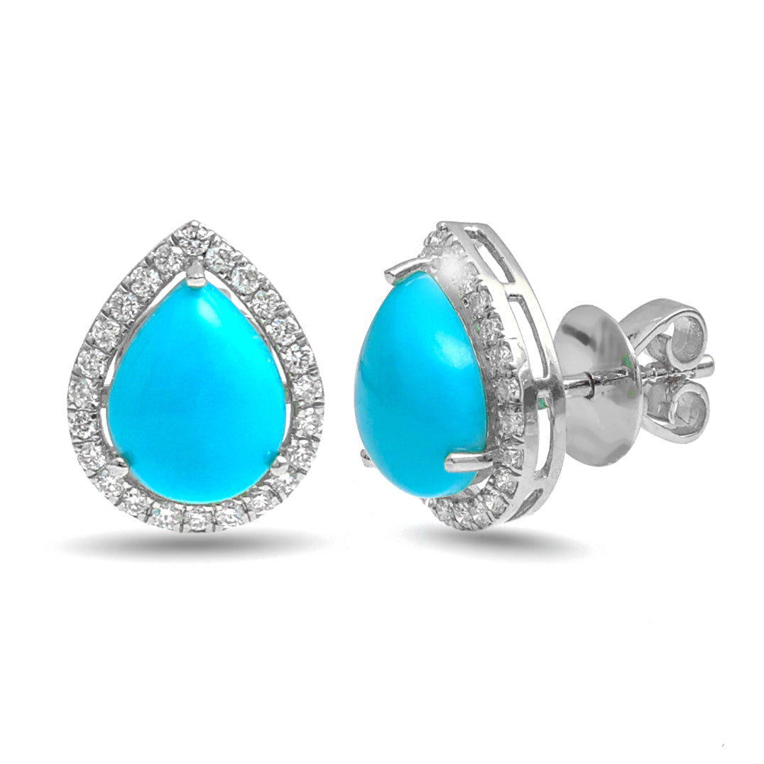 JPERG-4160/11478 Turquoise Diamond Earring | 14K
