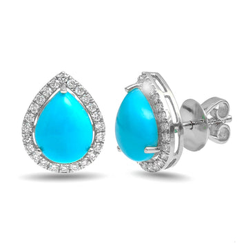 JPERG-4160/11478 Turquoise Diamond Earring | 14K