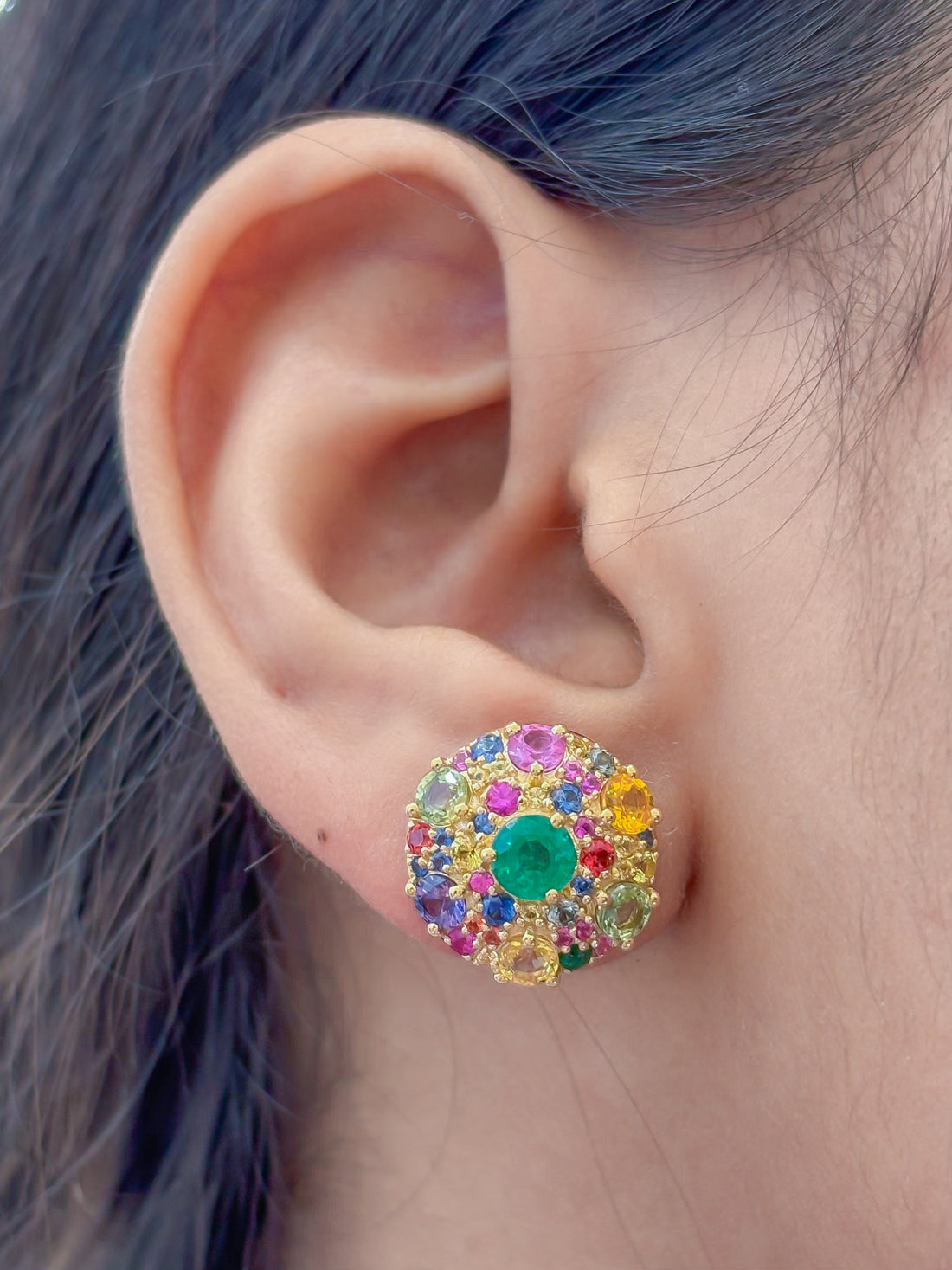 JPERG-4165/11520 Rainbow Sapphire Earring | 18K