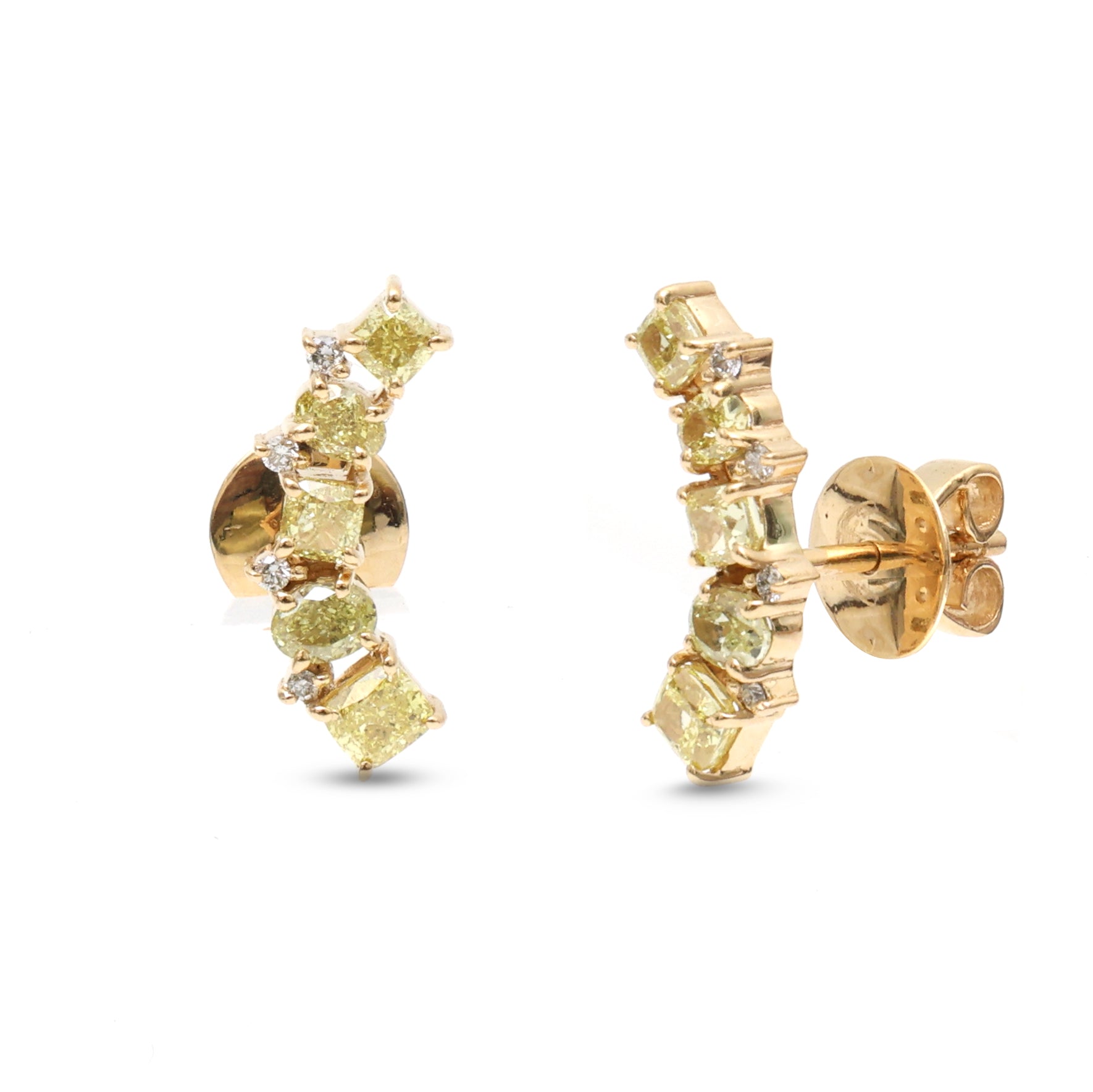 JPERG-4168/11565 Yellow Diamond Diamond Earring | 18K