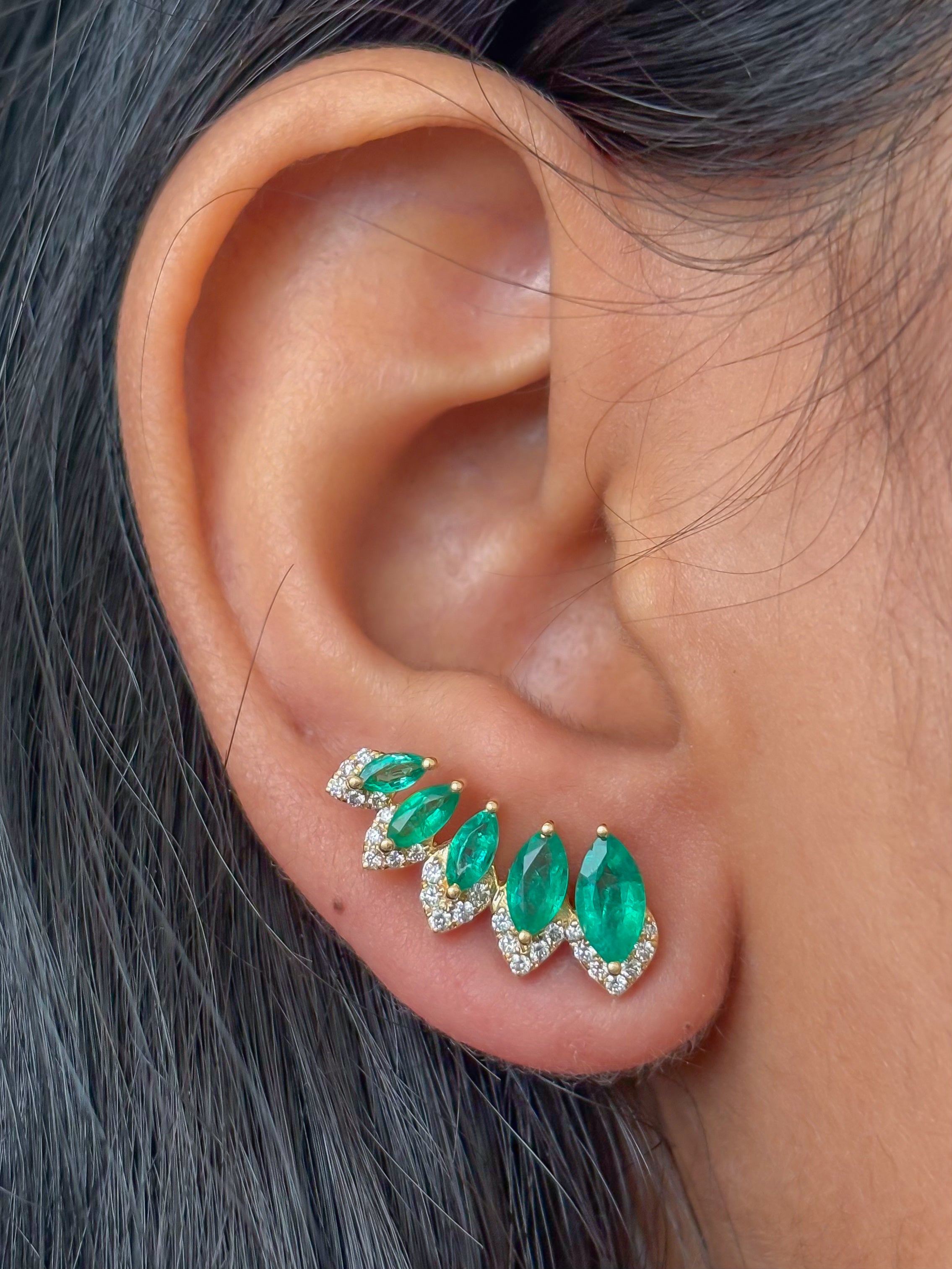 JPERG-4171/11568 Emerald Diamond Earring | 18K
