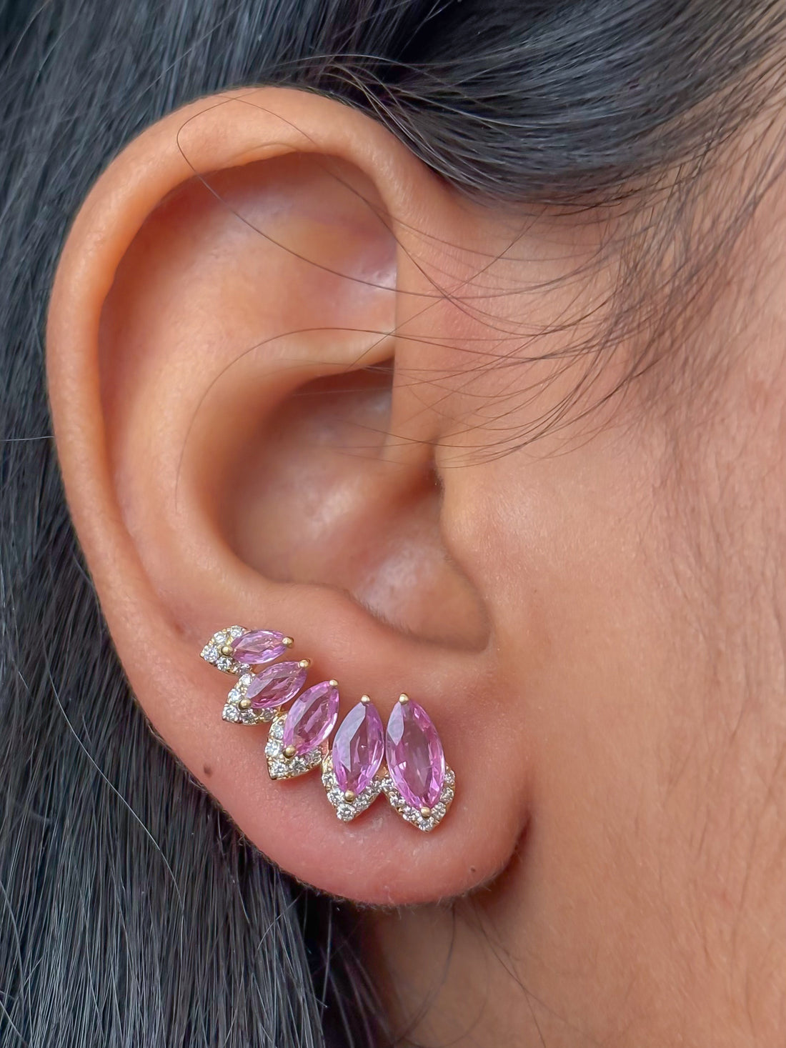JPERG-4172/11569 Pink Sapphire Diamond Earring | 18K