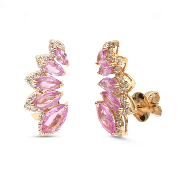 JPERG-4172/11569 Pink Sapphire Diamond Earring | 18K