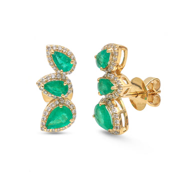 JPERG-4173/11570 Emerald Diamond Earring | 18K