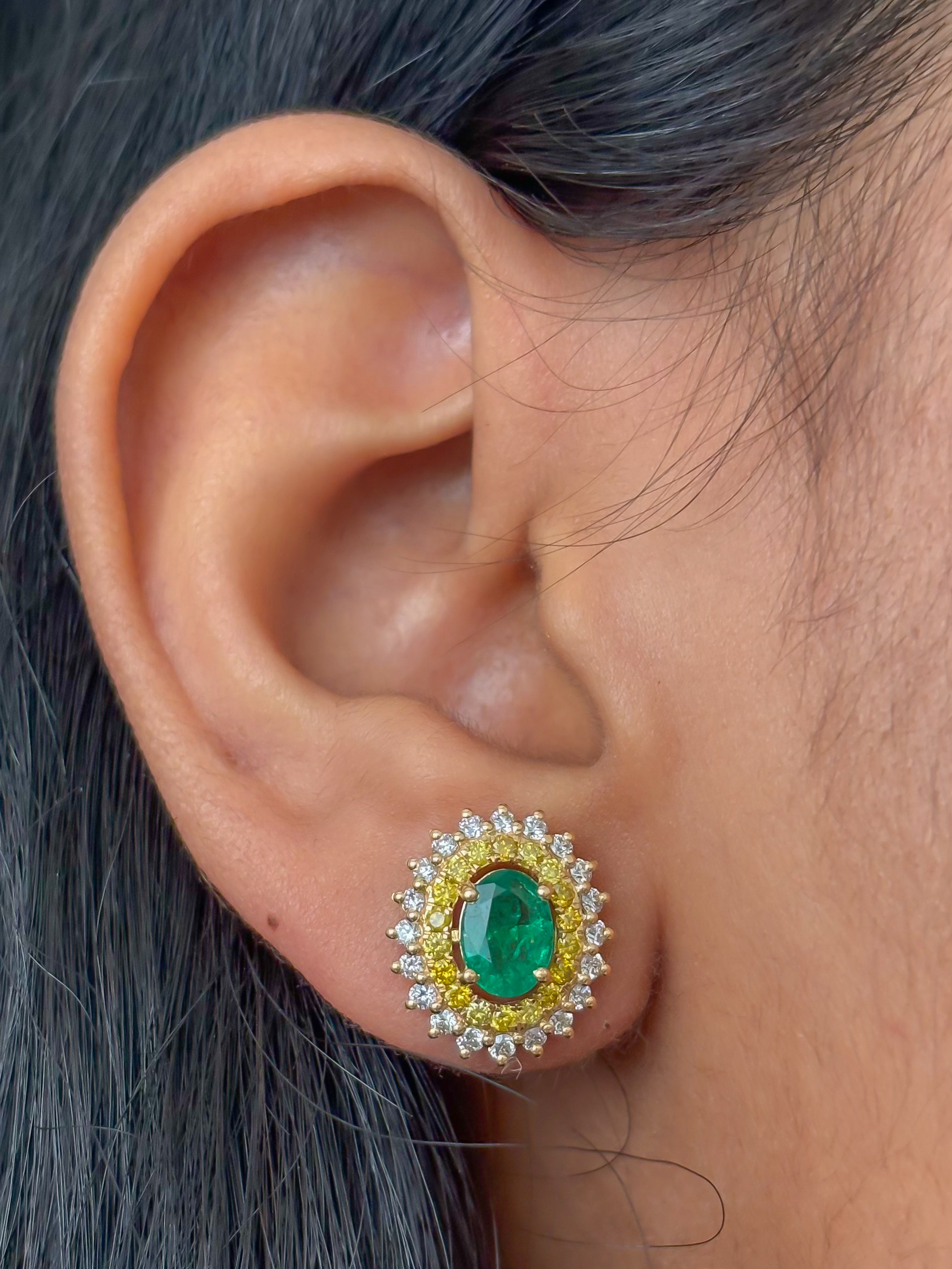 JPERG-4174/11571 Emerald Yellow Diamond Diamond Earring | 18K