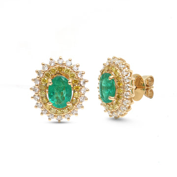 JPERG-4174/11571 Emerald Yellow Diamond Diamond Earring | 18K