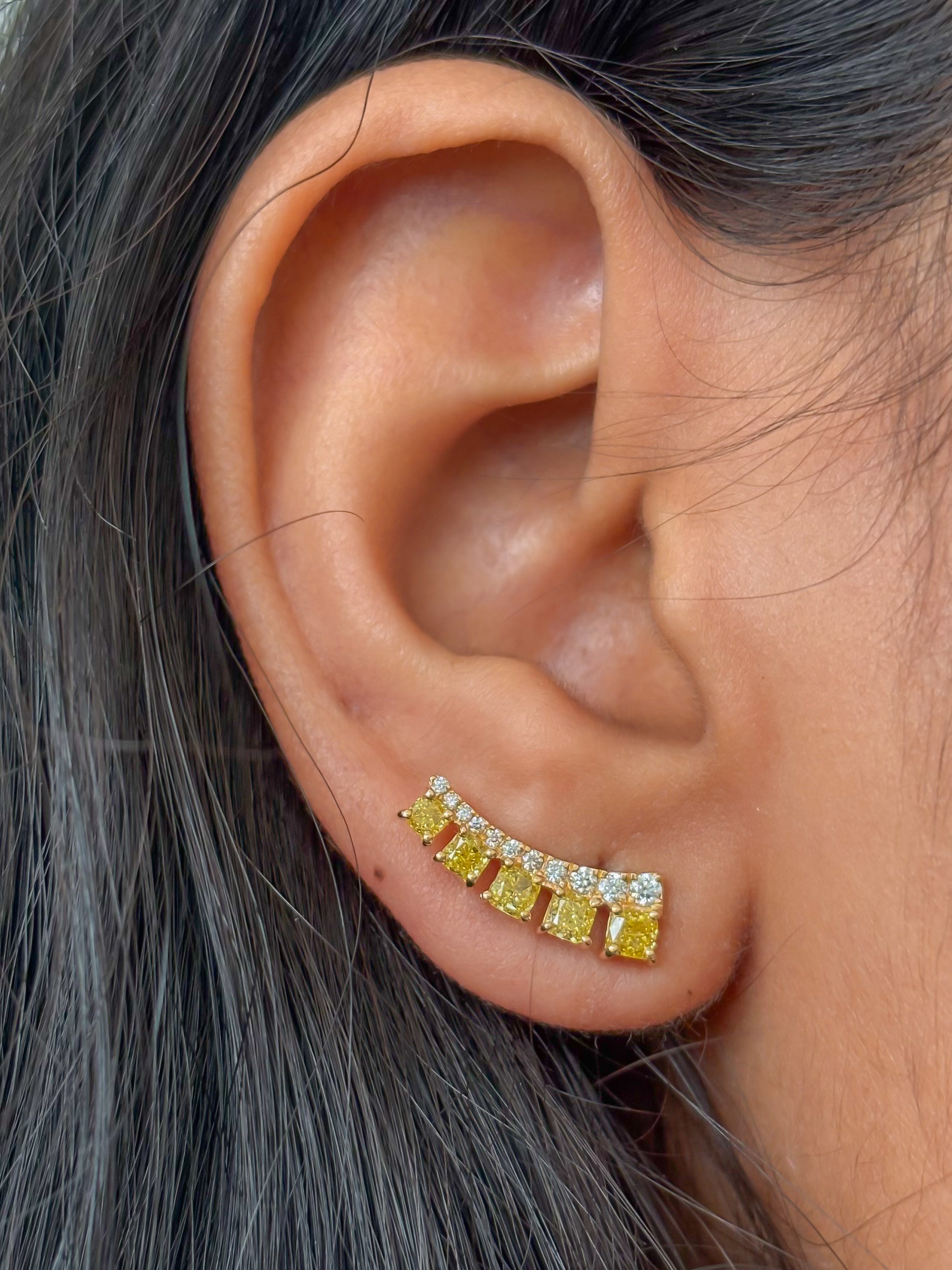 JPERG-4175/11572 Yellow Diamond Diamond Earring | 18K