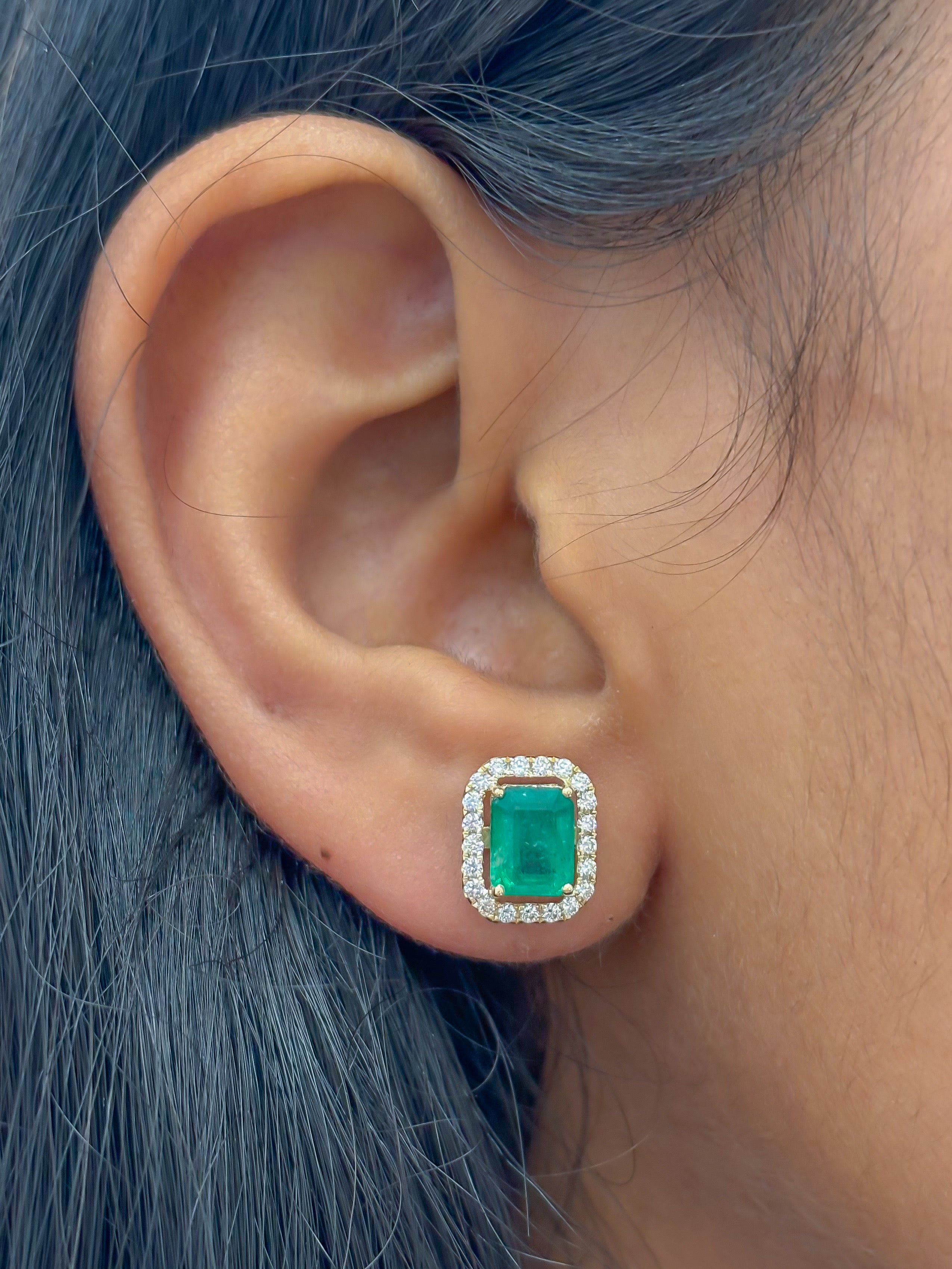 JPERG-4176/11580 Diamond Emerald Earring | 14K