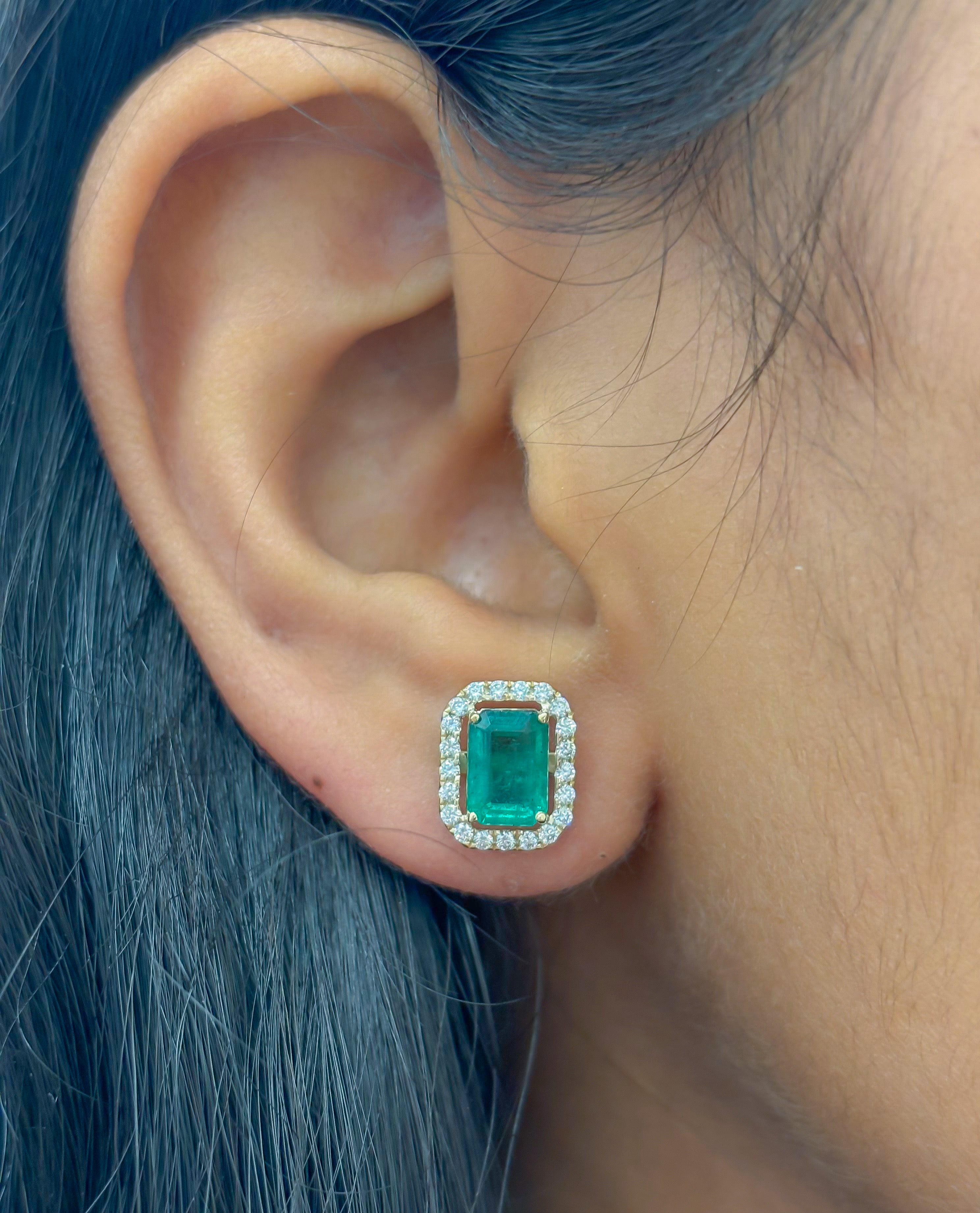 JPERG-4177/11581 Diamond Emerald Earring | 14K