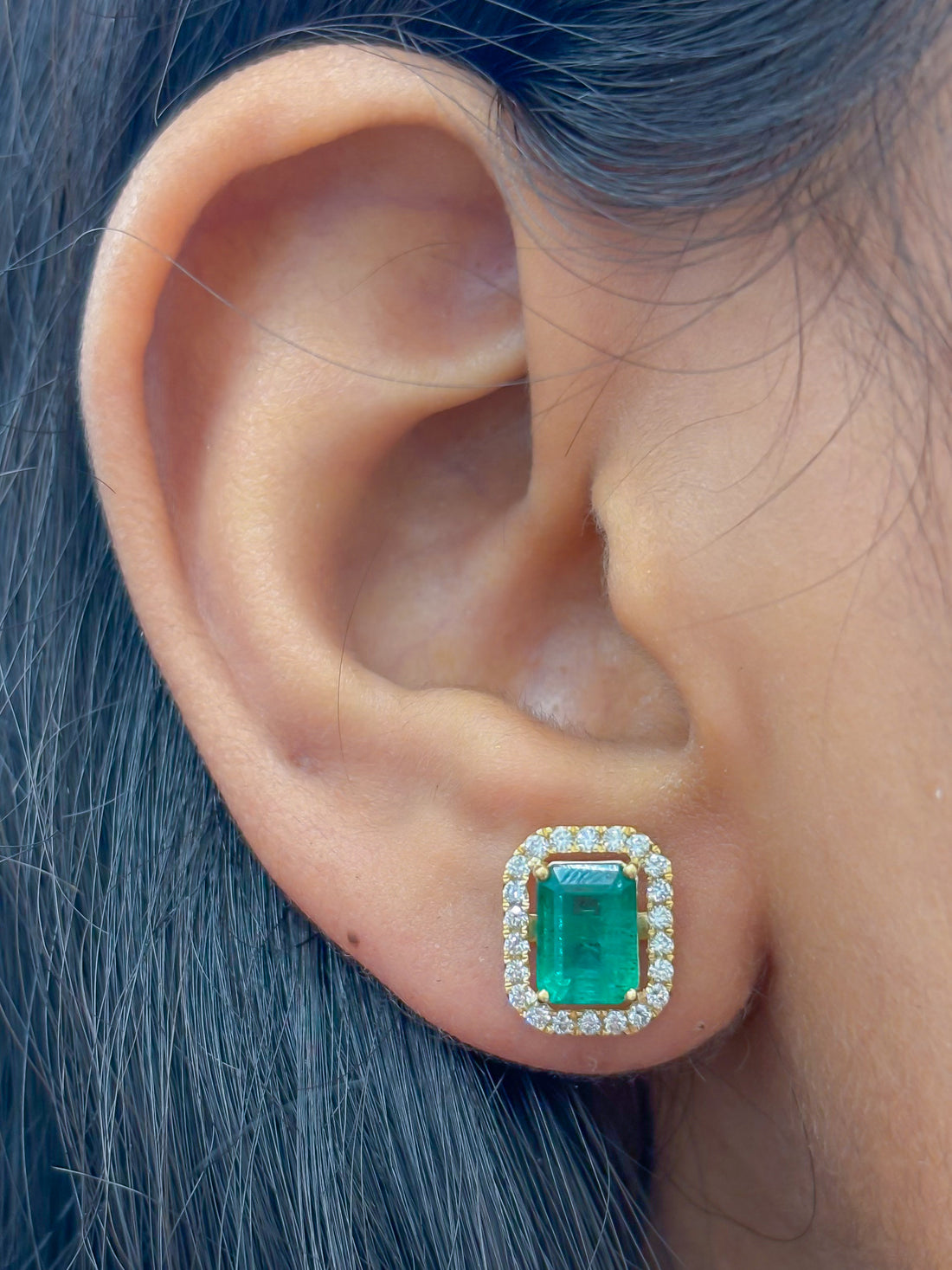 JPERG-4180/11584 Diamond Emerald Earring | 14K