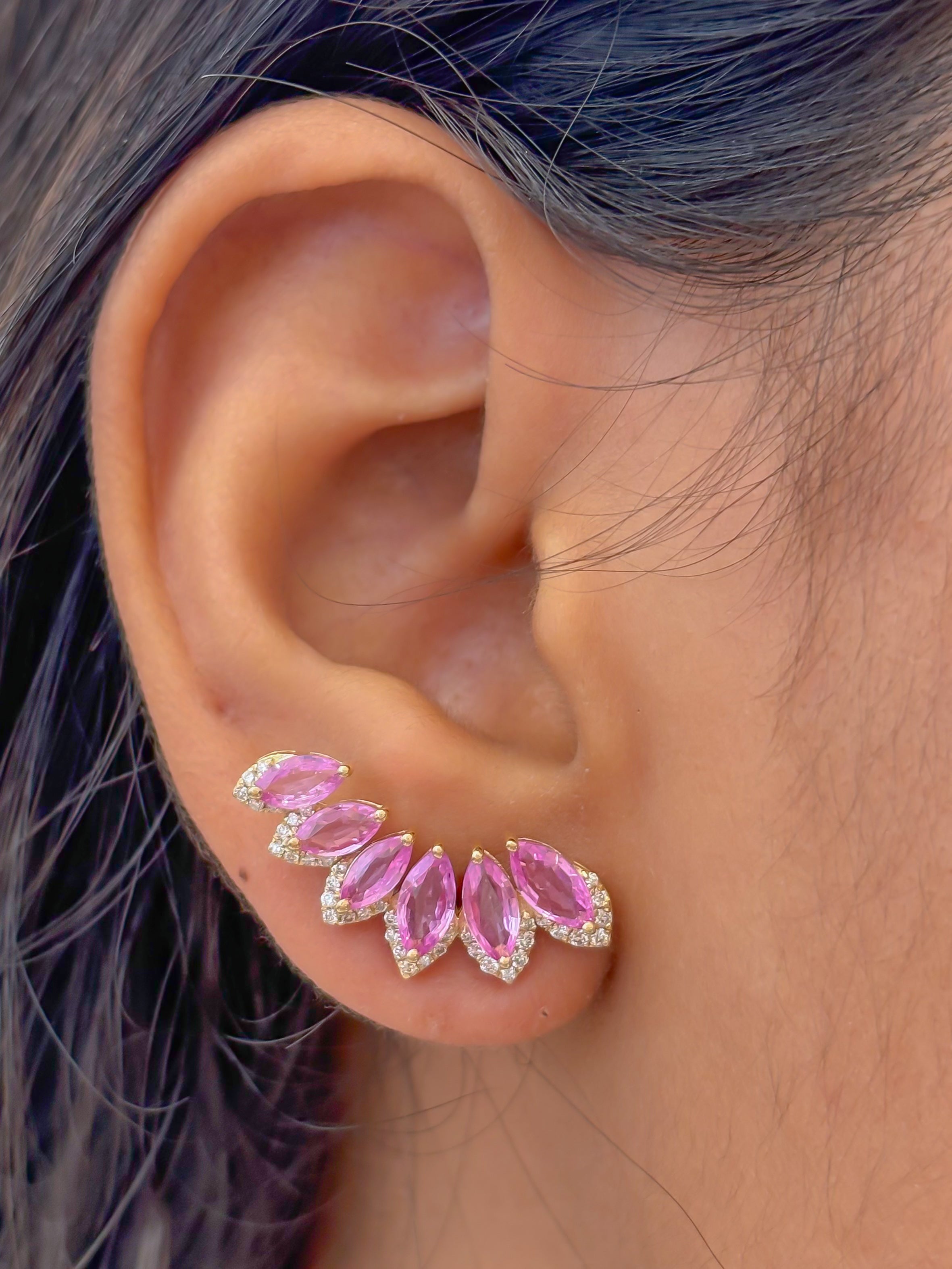 JPERG-4186/11598 Pink Sapphire Diamond Earring | 14K