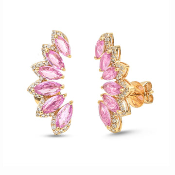 JPERG-4186/11598 Pink Sapphire Diamond Earring | 14K