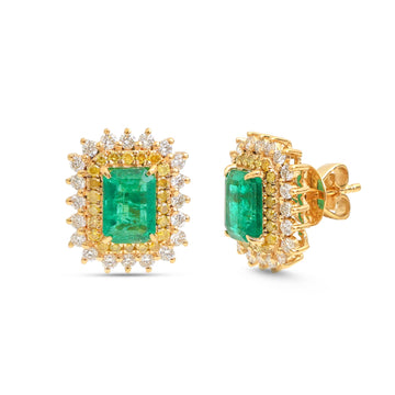 JPERG-4188/11601 Emerald Yellow Diamond Diamond Earring | 18K